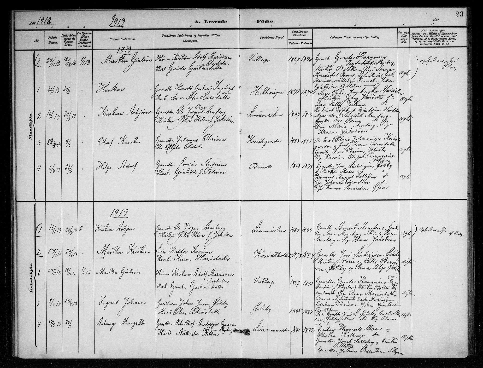 Berg prestekontor Kirkebøker, AV/SAO-A-10902/F/Fc/L0003: Parish register (official) no. III 3, 1902-1916, p. 23