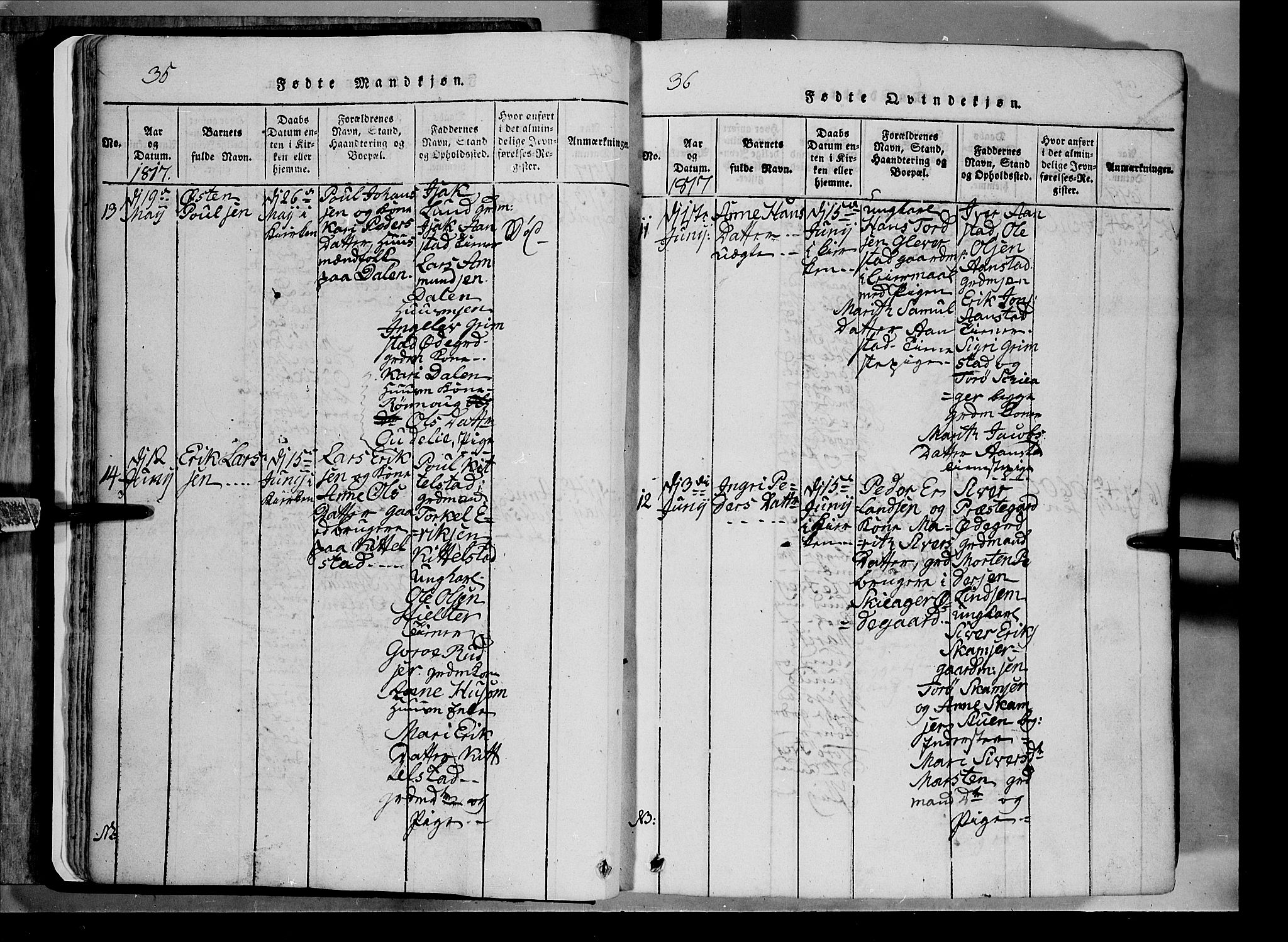 Lom prestekontor, AV/SAH-PREST-070/L/L0003: Parish register (copy) no. 3, 1815-1844, p. 35-36