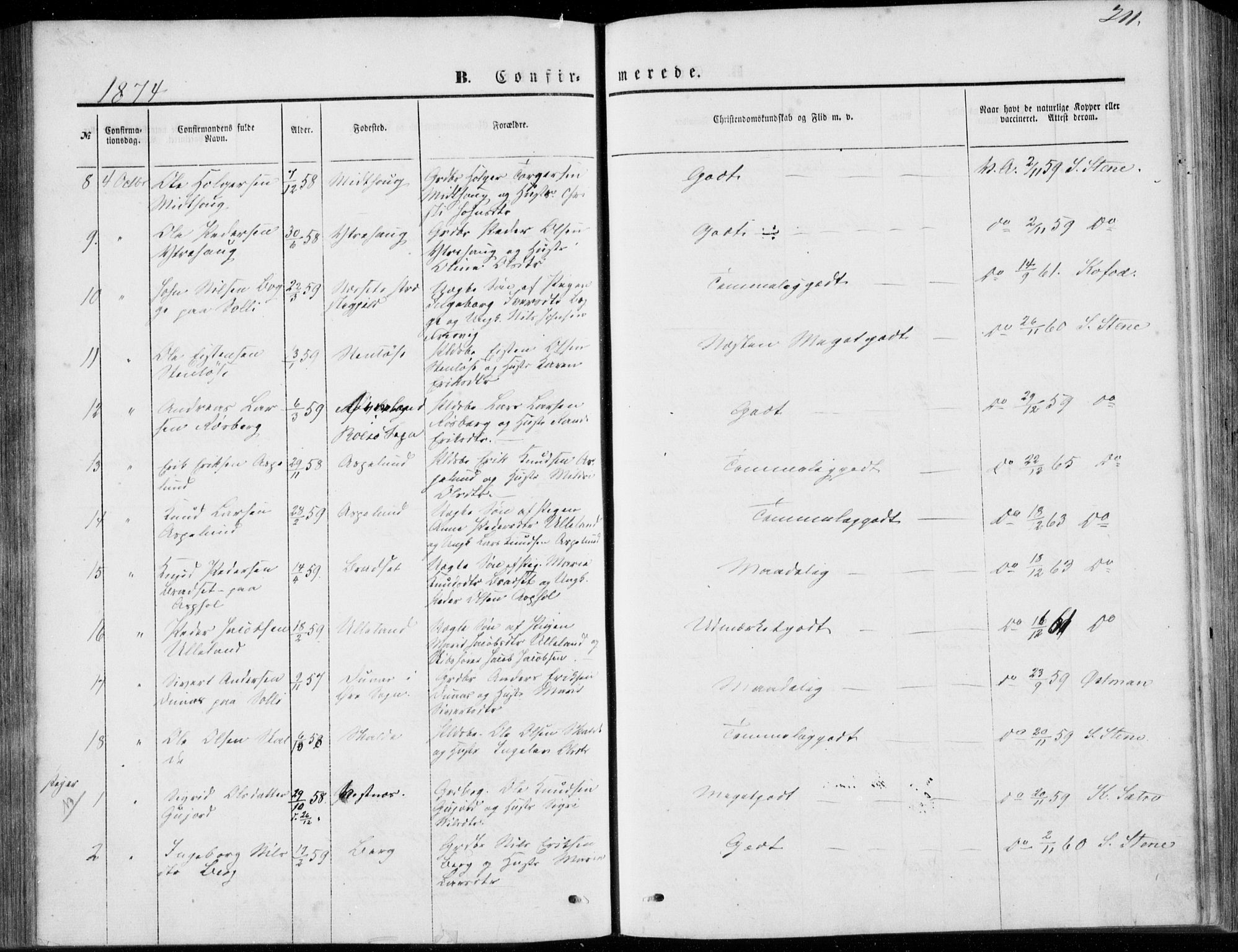 Ministerialprotokoller, klokkerbøker og fødselsregistre - Møre og Romsdal, AV/SAT-A-1454/557/L0681: Parish register (official) no. 557A03, 1869-1886, p. 211