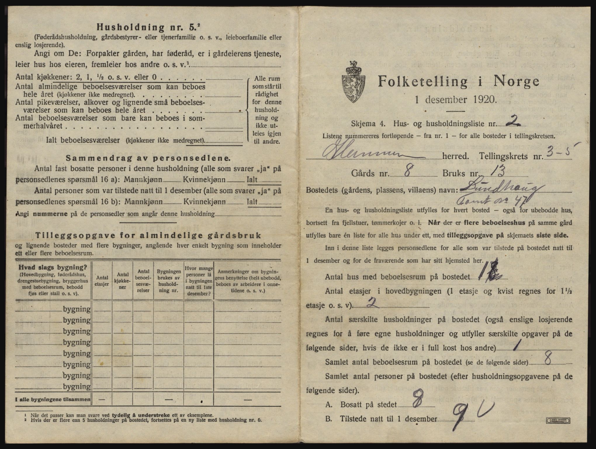 SAO, 1920 census for Glemmen, 1920, p. 907