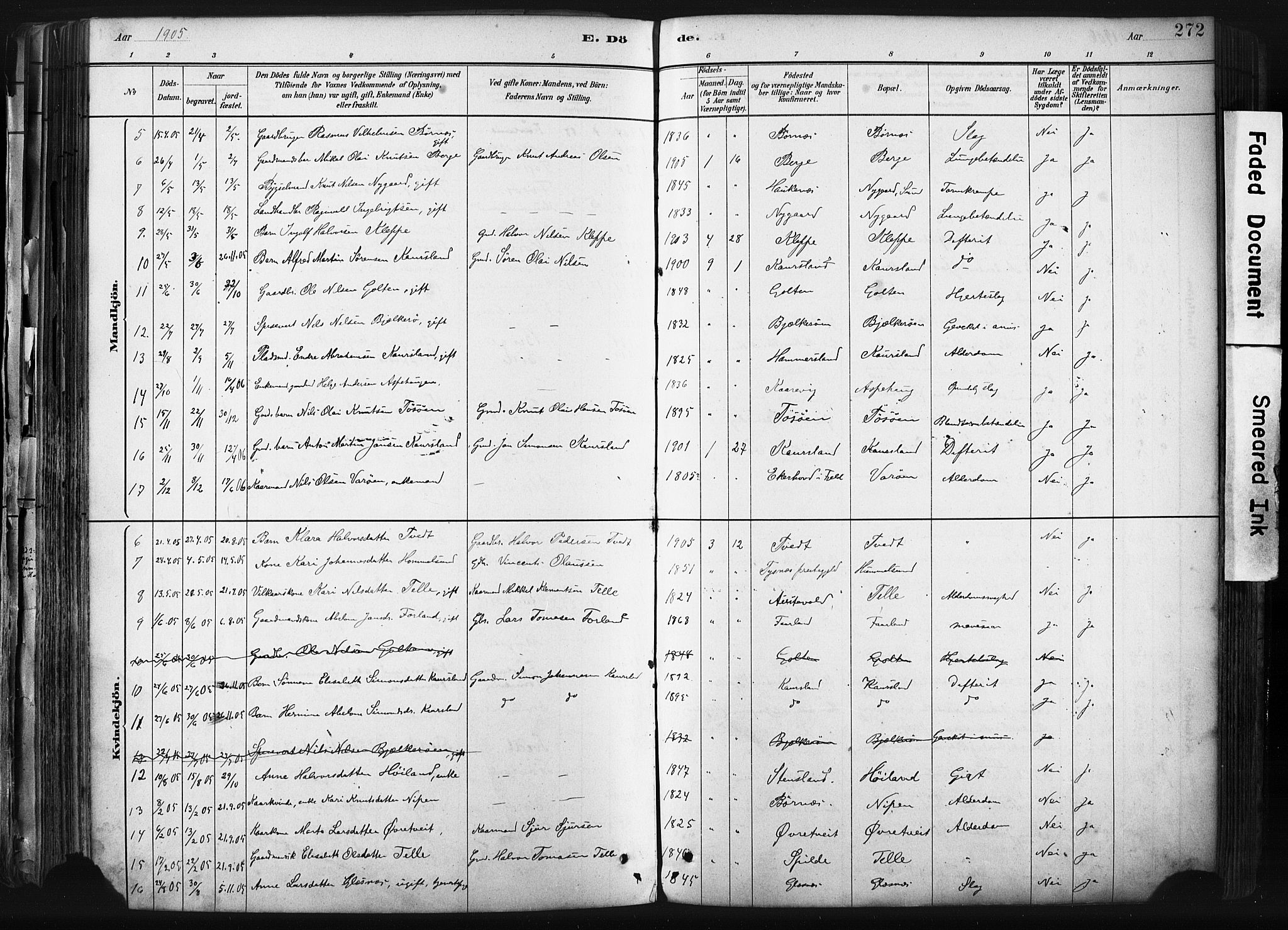 Sund sokneprestembete, SAB/A-99930: Parish register (official) no. B 1, 1882-1907, p. 272