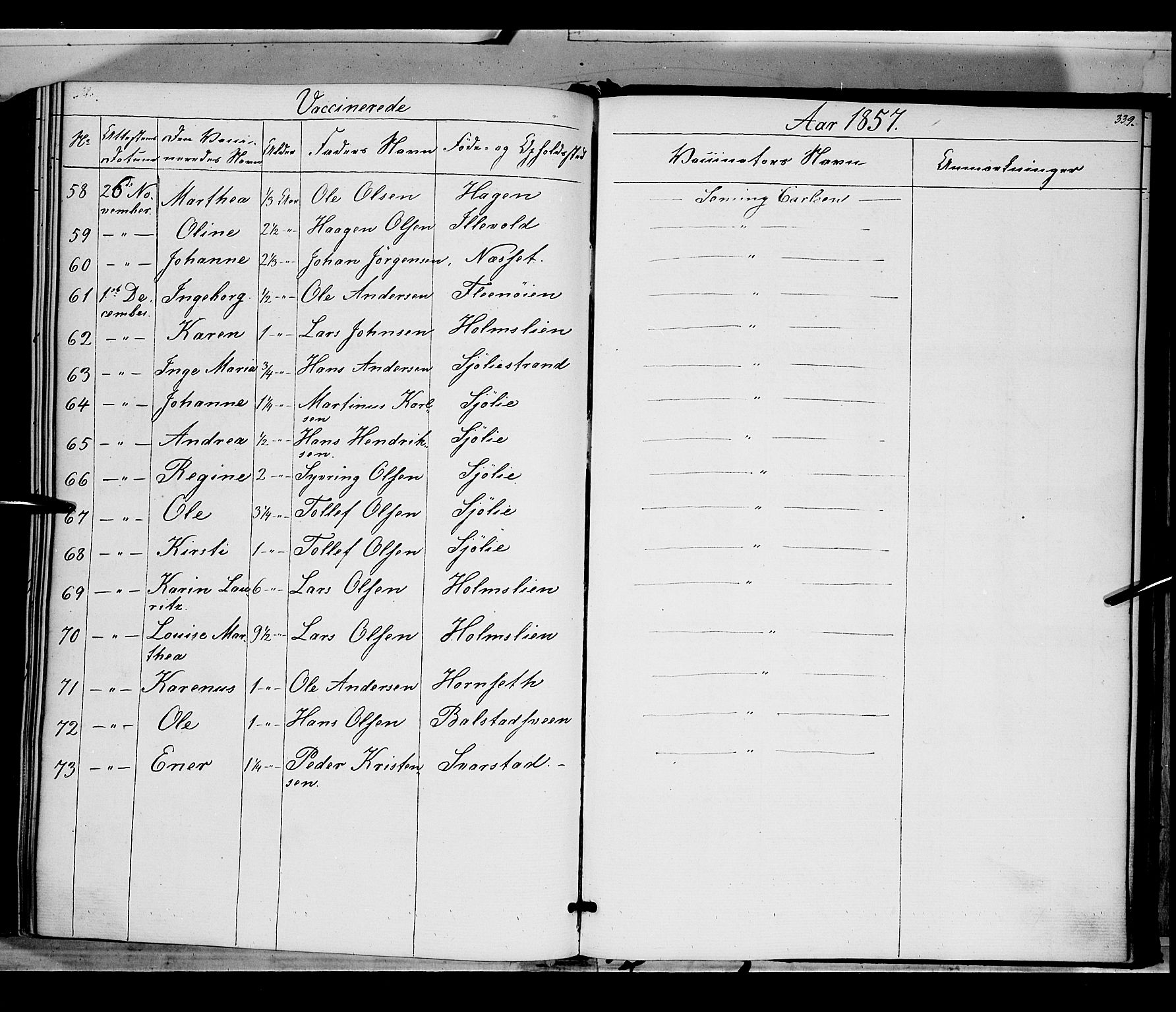Rendalen prestekontor, SAH/PREST-054/H/Ha/Haa/L0005: Parish register (official) no. 5, 1853-1866, p. 339