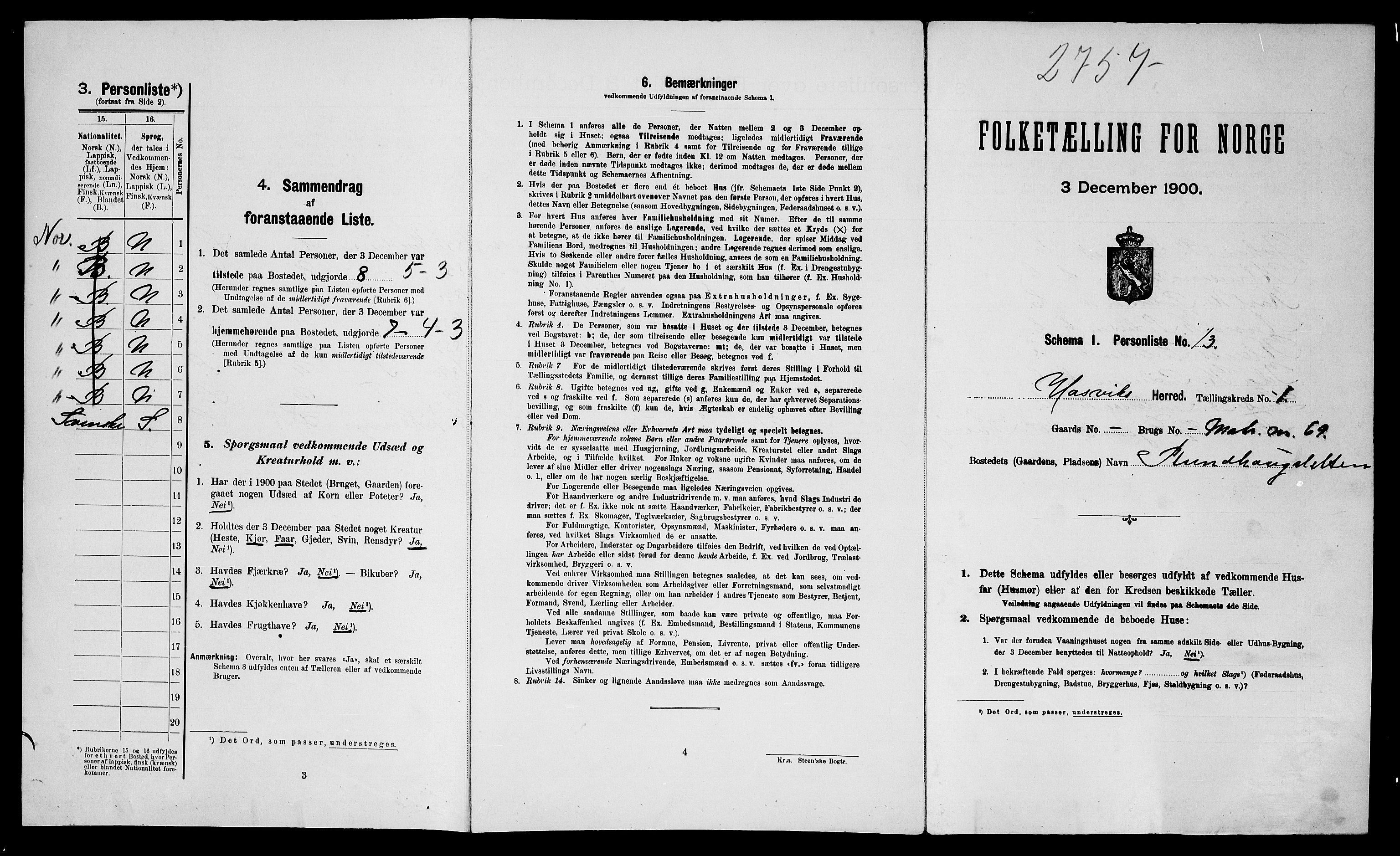 SATØ, 1900 census for Hasvik, 1900, p. 53
