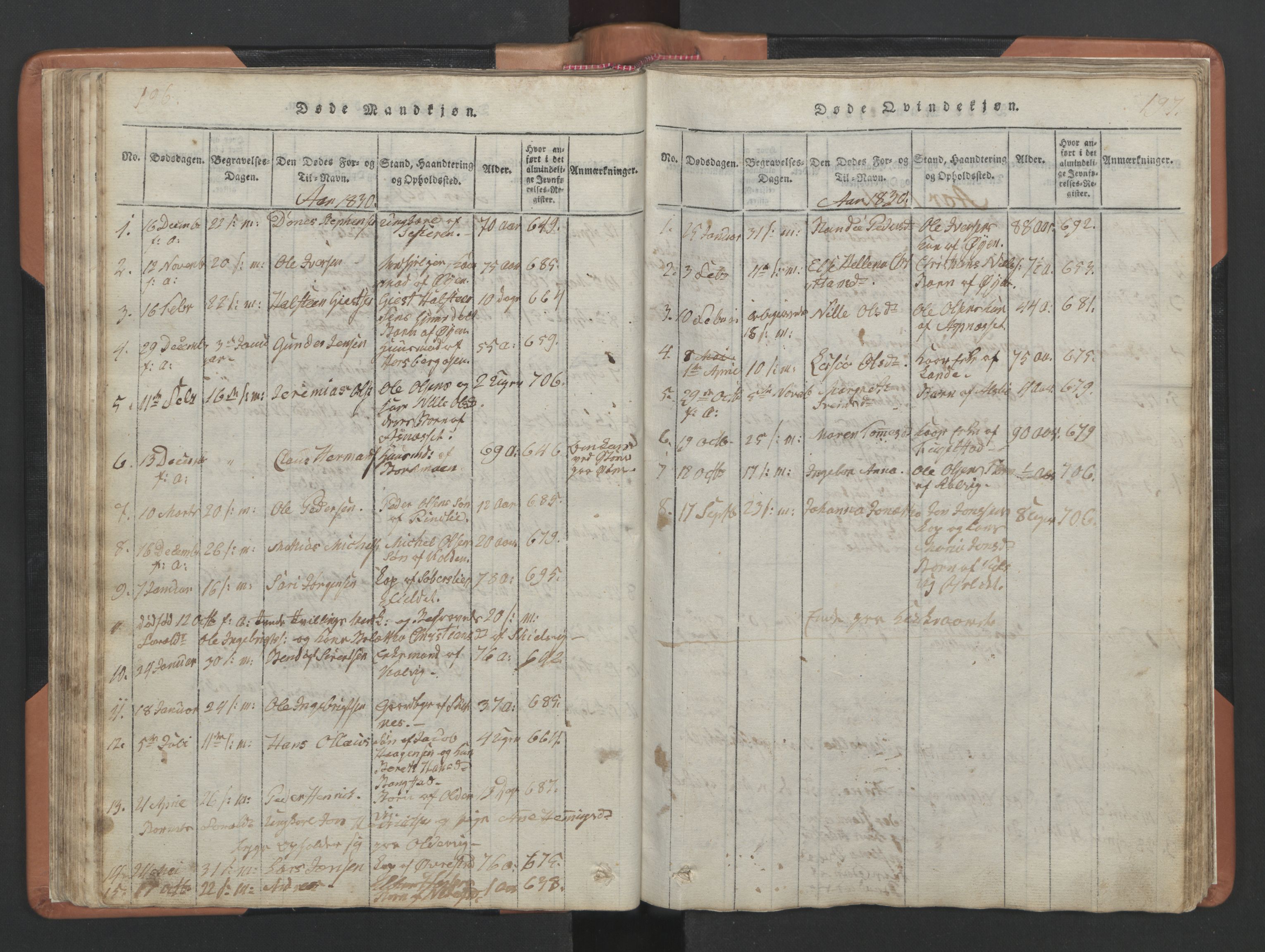 Ministerialprotokoller, klokkerbøker og fødselsregistre - Nordland, SAT/A-1459/810/L0157: Parish register (copy) no. 810C01, 1819-1842, p. 196-197