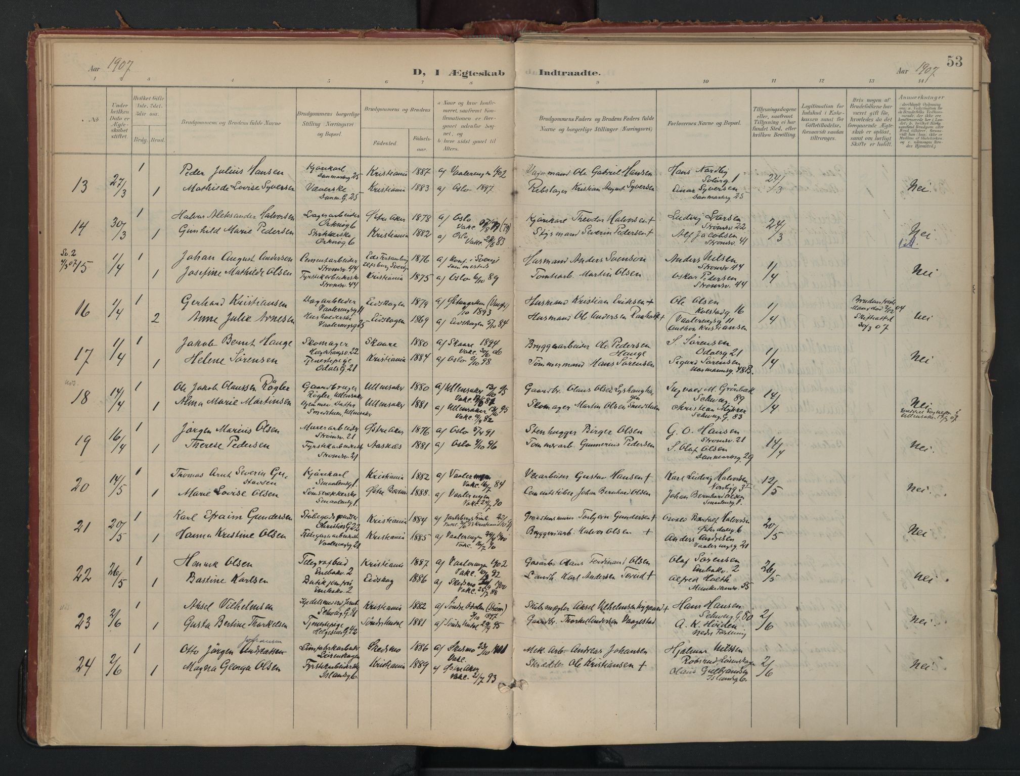 Vålerengen prestekontor Kirkebøker, AV/SAO-A-10878/F/Fa/L0002: Parish register (official) no. 2, 1899-1924, p. 53