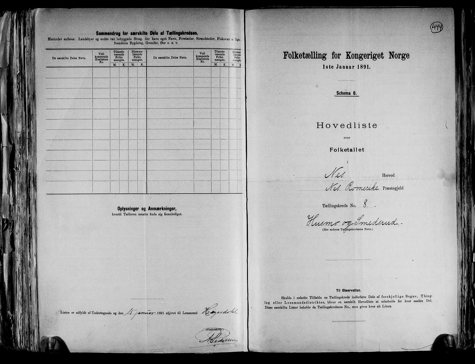 RA, 1891 census for 0236 Nes, 1891, p. 22