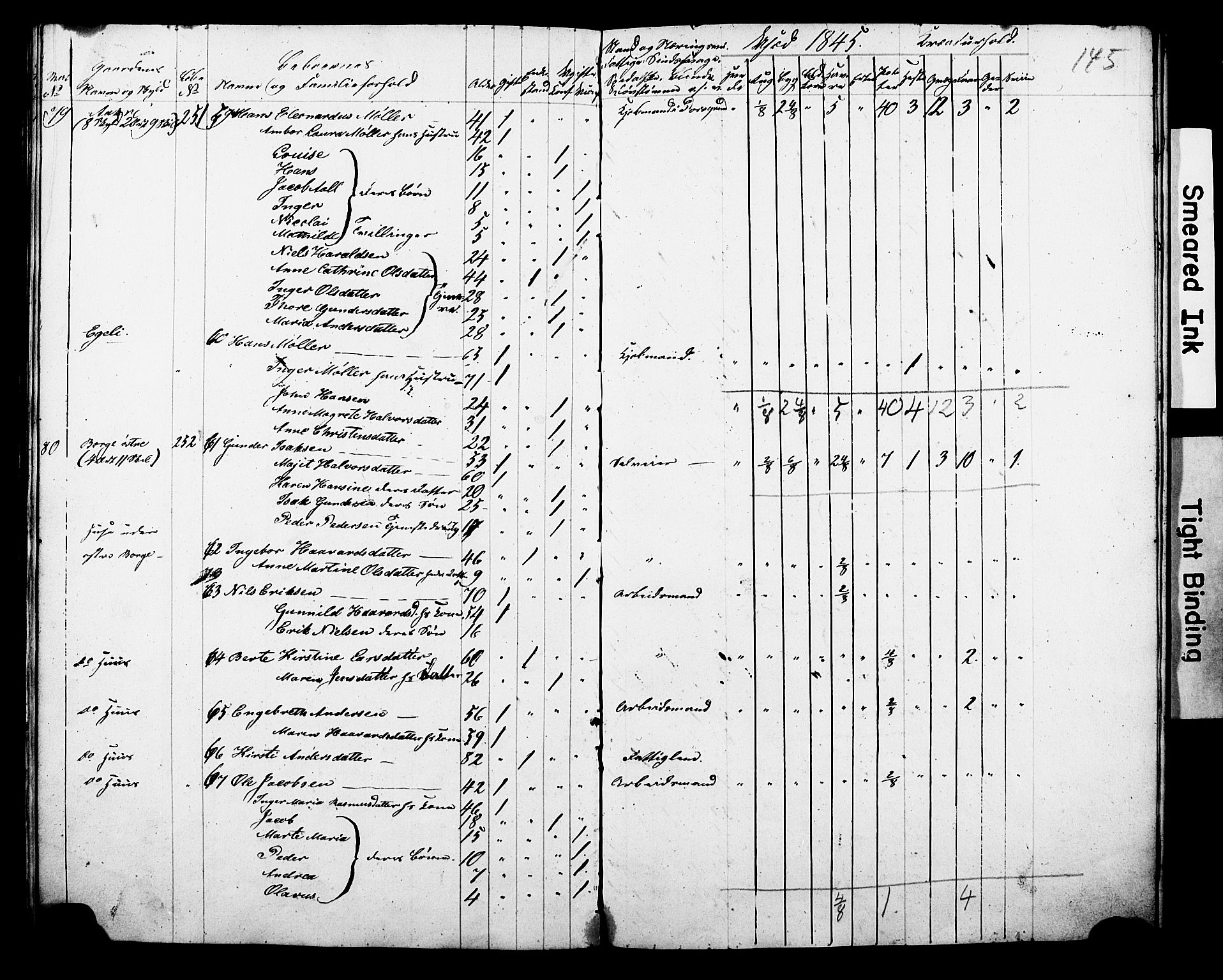 , Census 1845 for Gjerpen, 1845, p. 145