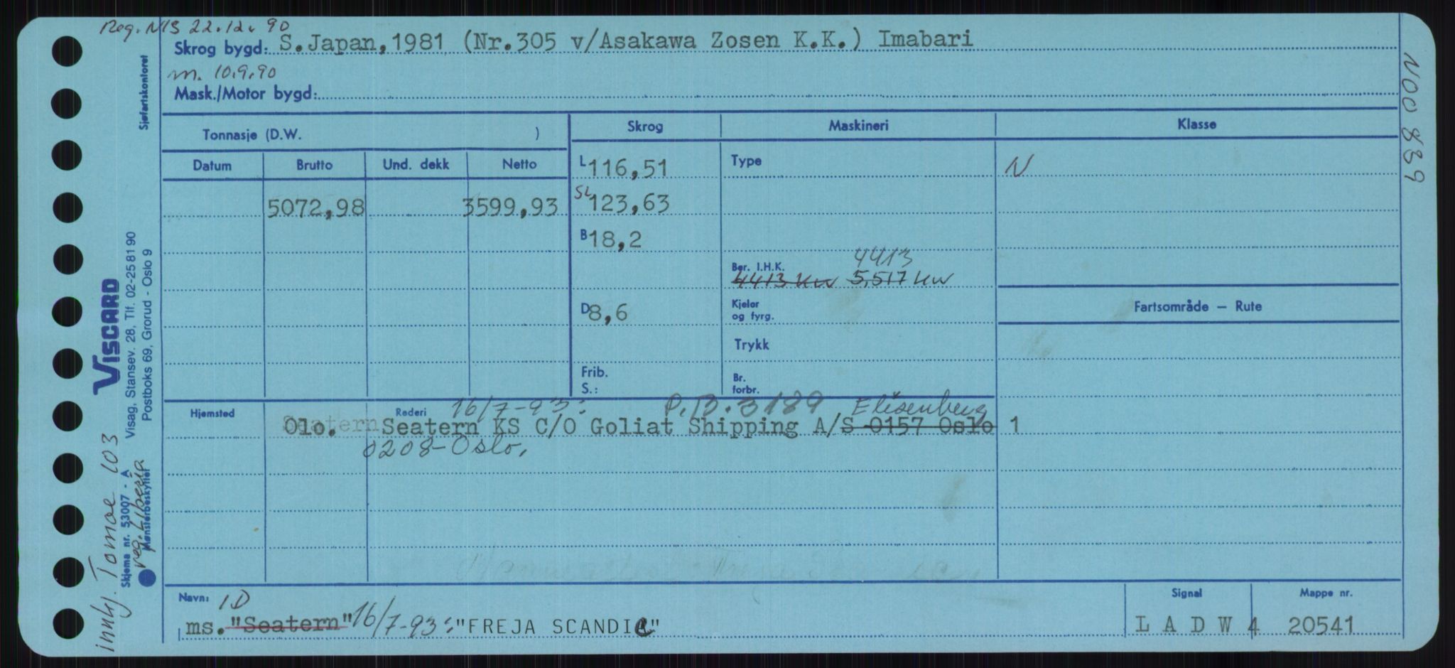 Sjøfartsdirektoratet med forløpere, Skipsmålingen, RA/S-1627/H/Ha/L0002/0001: Fartøy, Eik-Hill / Fartøy, Eik-F, p. 771