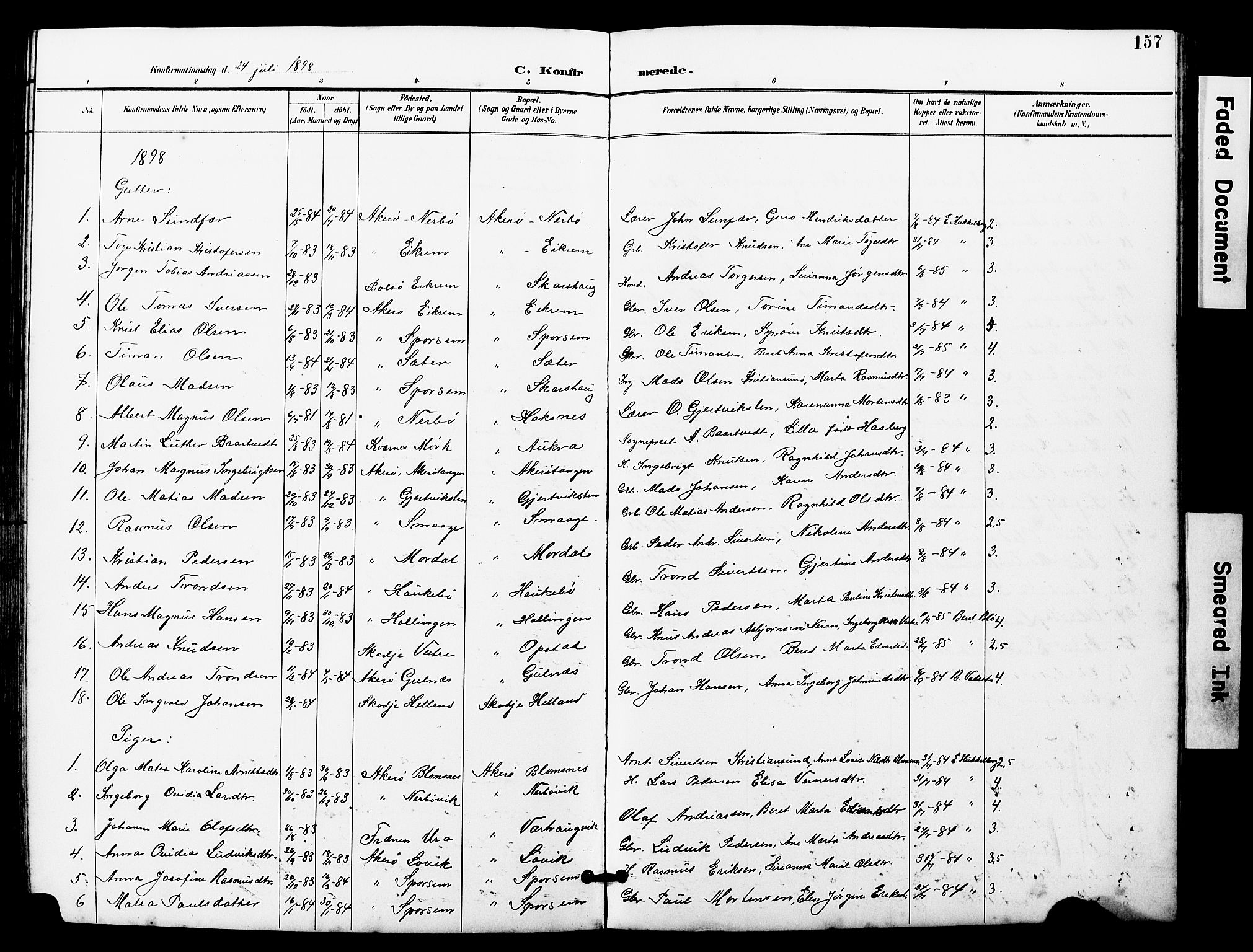 Ministerialprotokoller, klokkerbøker og fødselsregistre - Møre og Romsdal, SAT/A-1454/560/L0725: Parish register (copy) no. 560C02, 1895-1930, p. 157