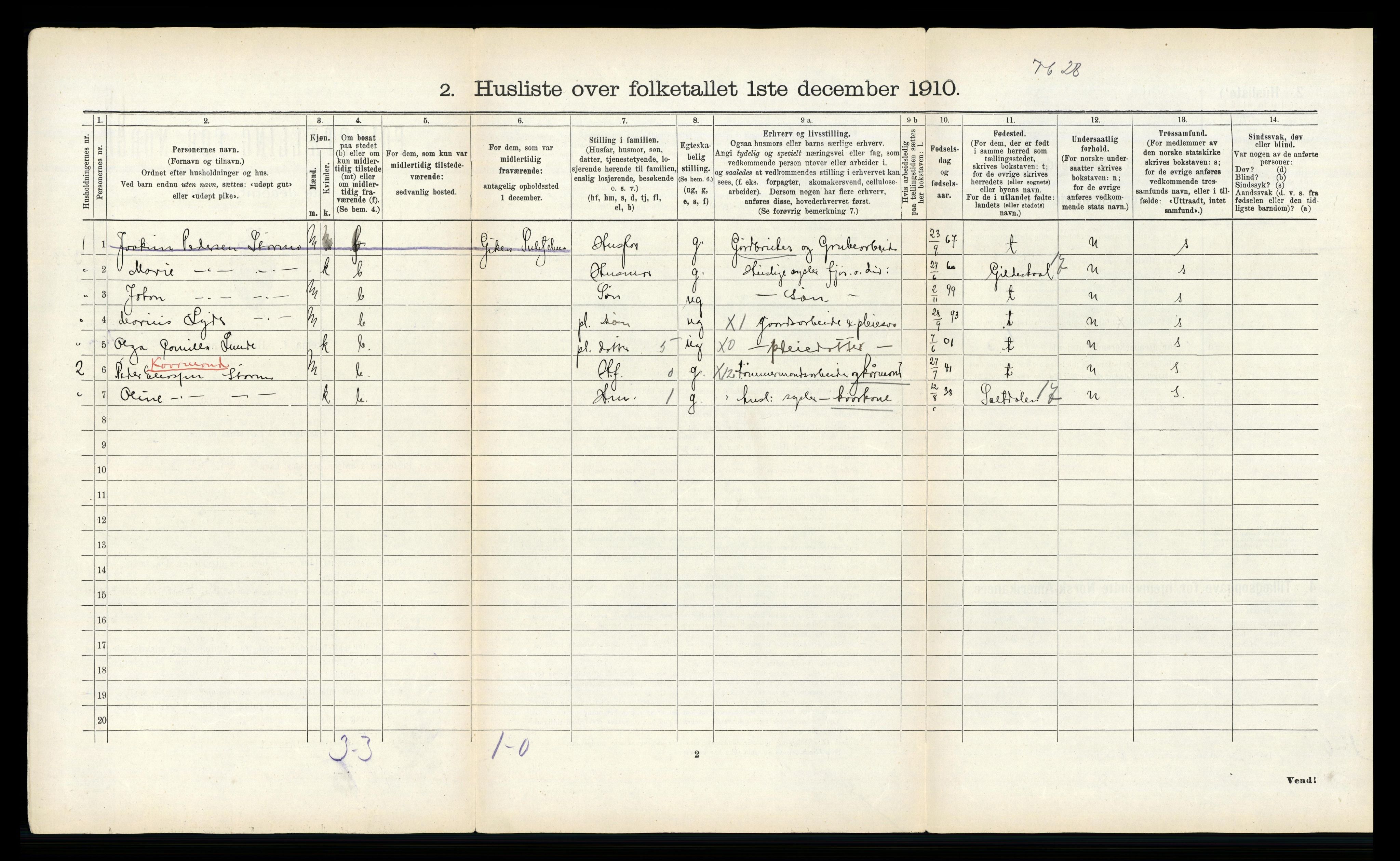 RA, 1910 census for Fauske, 1910, p. 569