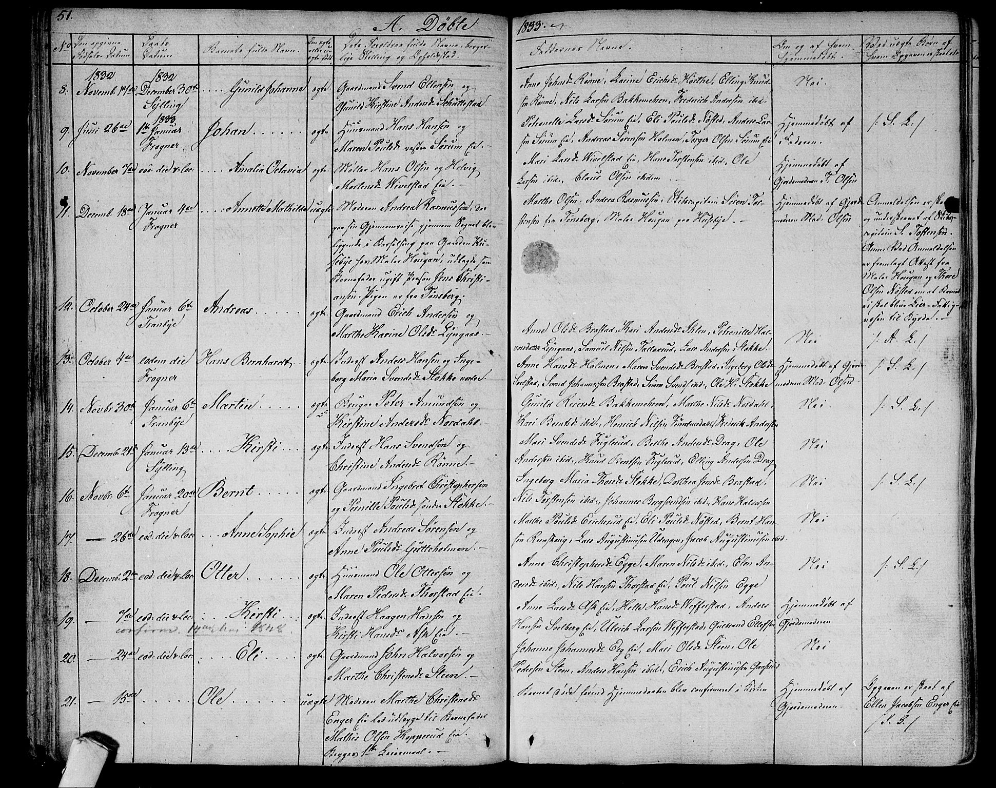 Lier kirkebøker, AV/SAKO-A-230/F/Fa/L0010: Parish register (official) no. I 10, 1827-1843, p. 51