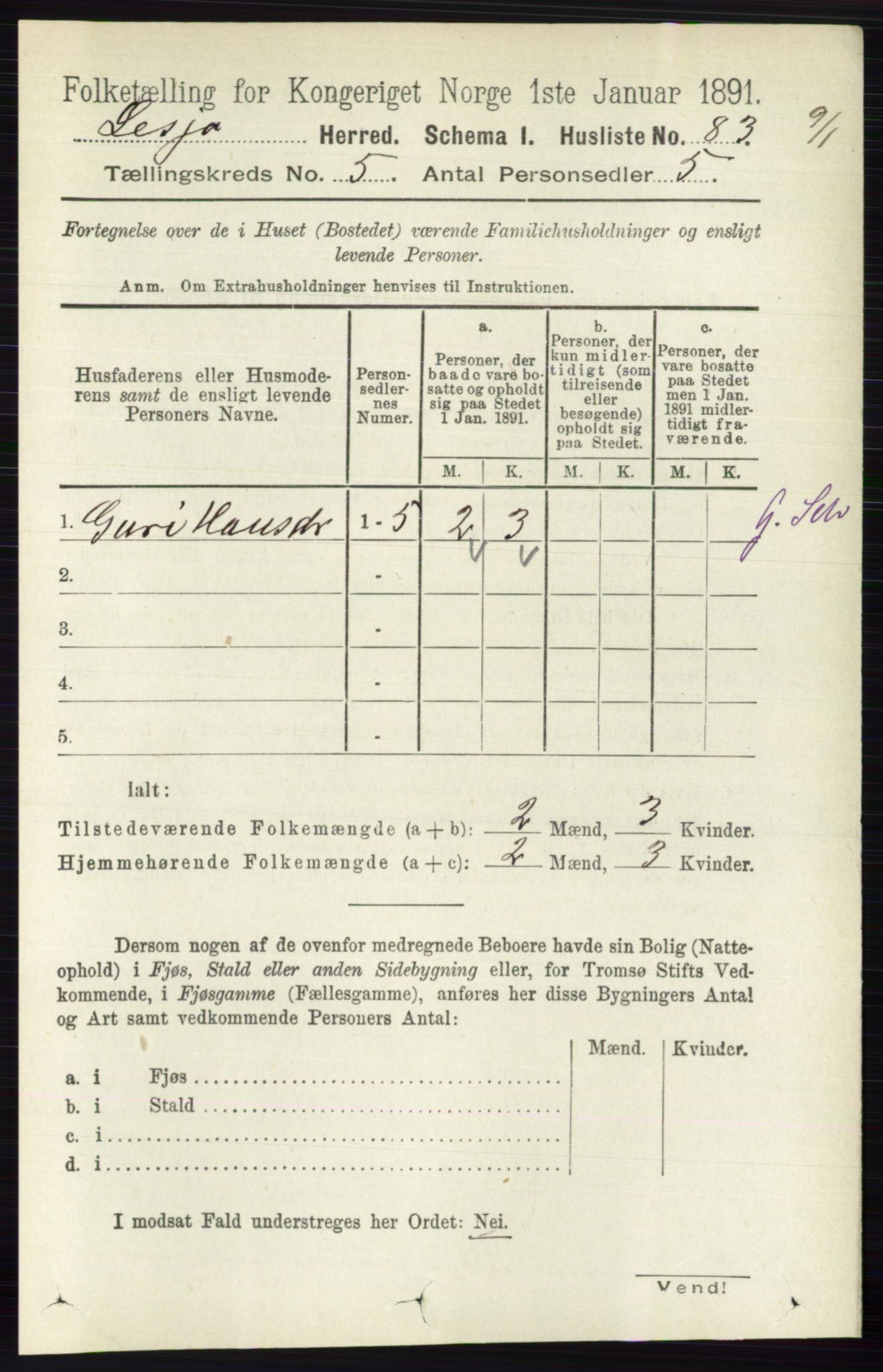 RA, 1891 census for 0512 Lesja, 1891, p. 1673