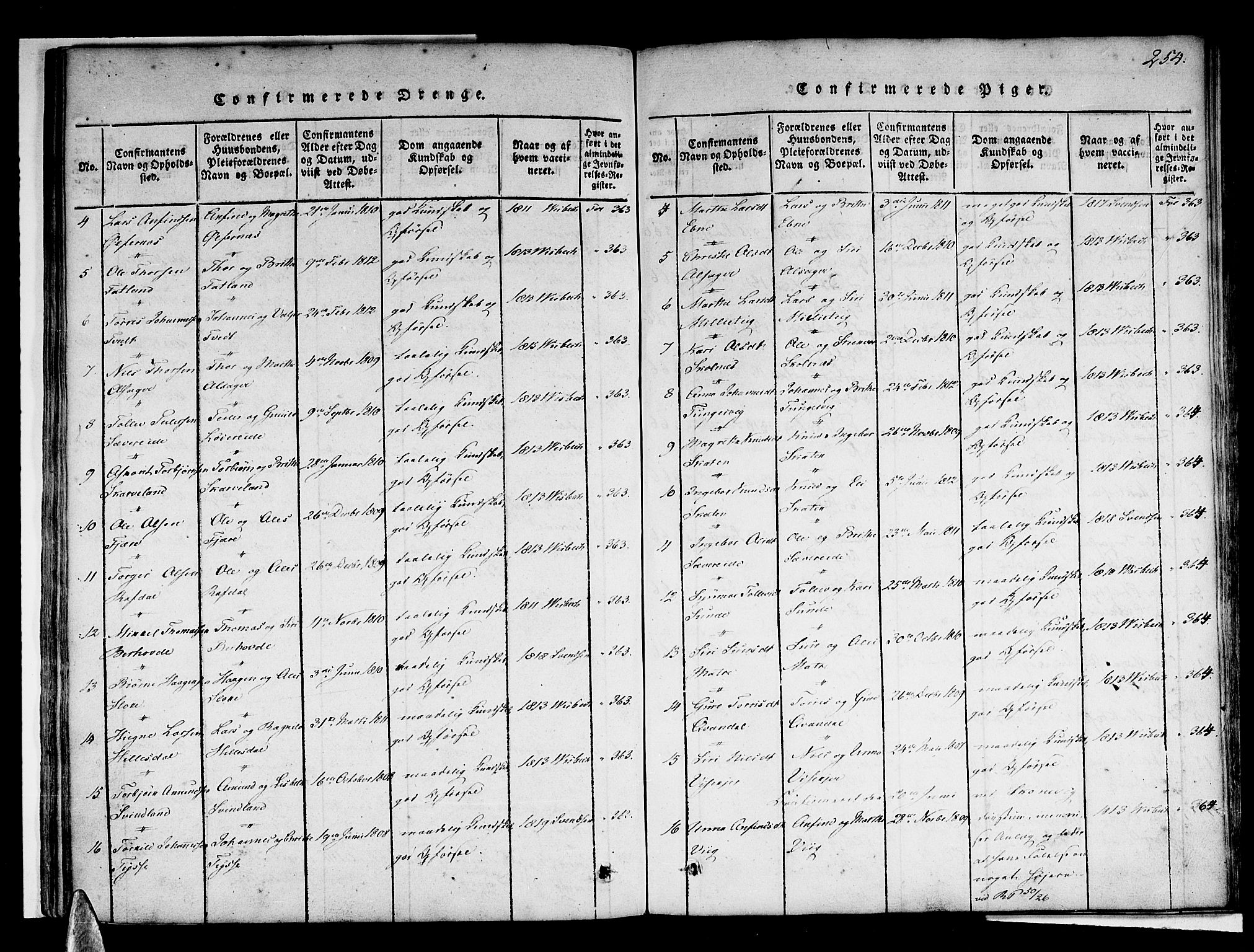 Skånevik sokneprestembete, AV/SAB-A-77801/H/Haa: Parish register (official) no. A 3, 1815-1828, p. 254