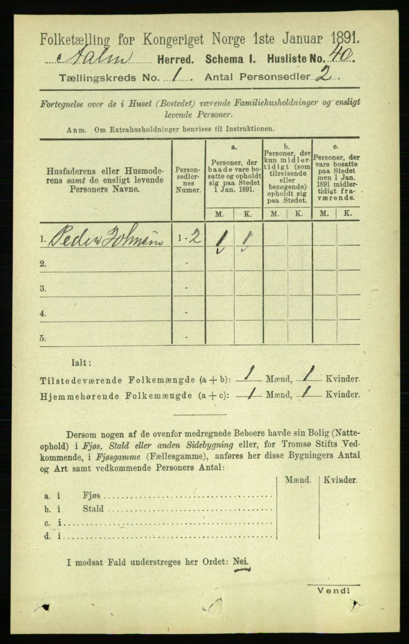 RA, 1891 census for 1644 Ålen, 1891, p. 60