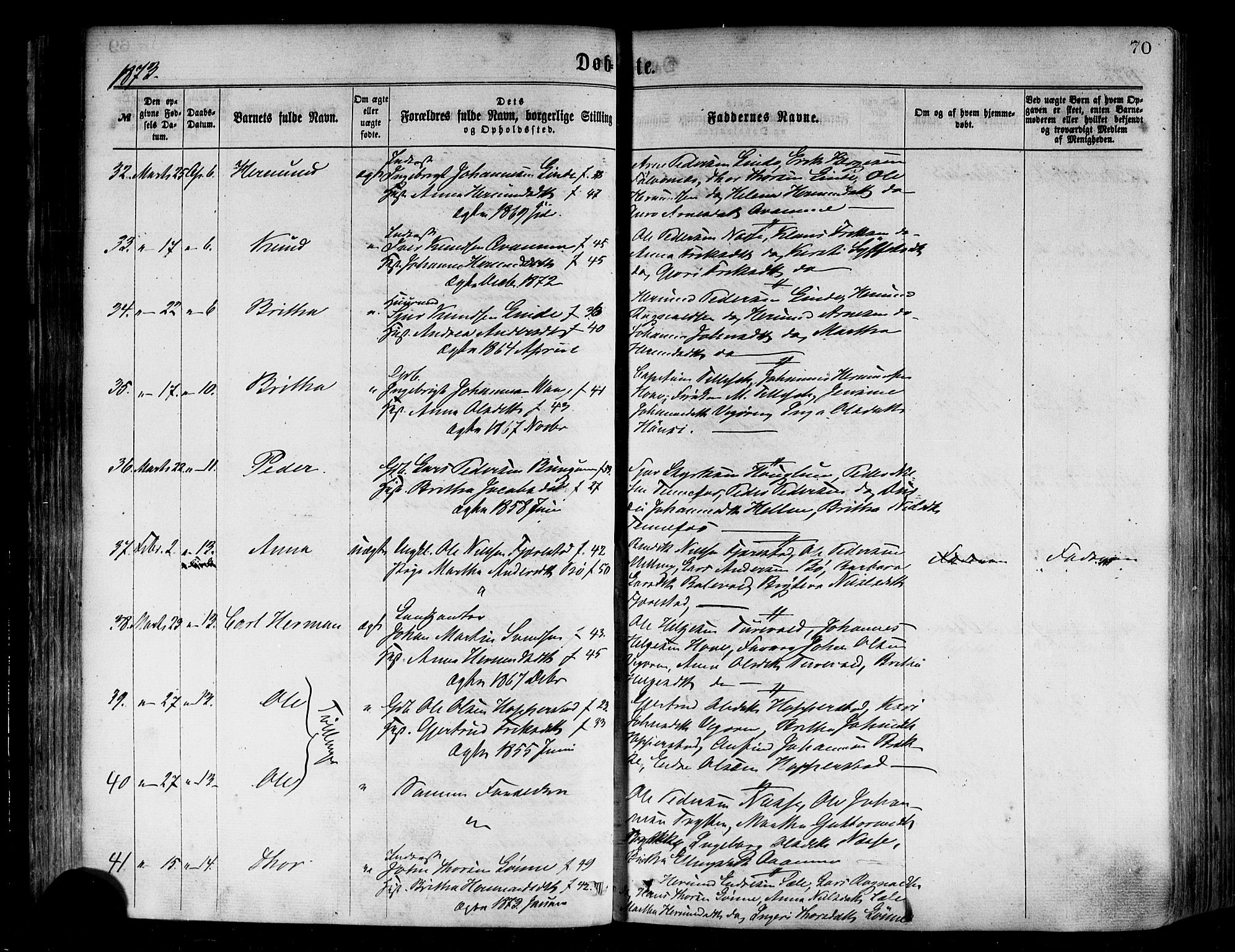 Vik sokneprestembete, AV/SAB-A-81501/H/Haa/Haaa/L0009: Parish register (official) no. A 9, 1866-1877, p. 70