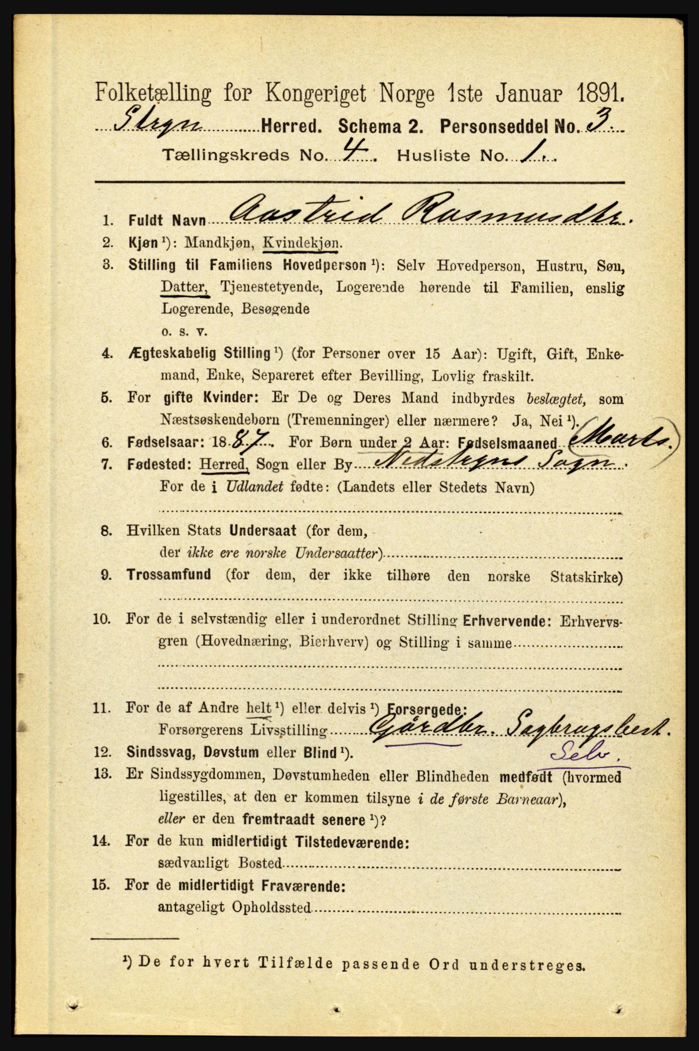 RA, 1891 census for 1448 Stryn, 1891, p. 1637