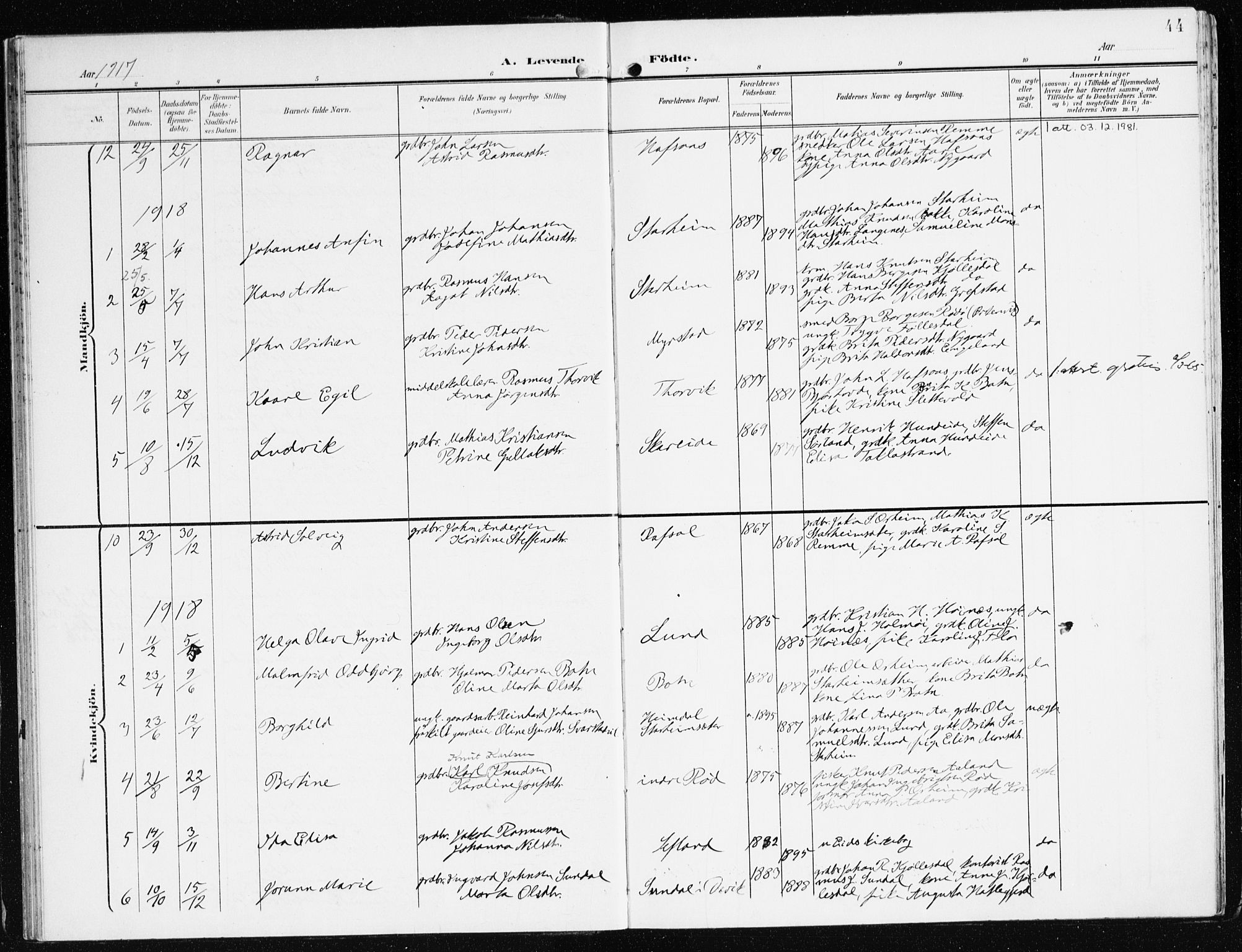 Eid sokneprestembete, AV/SAB-A-82301/H/Haa/Haac/L0002: Parish register (official) no. C 2, 1899-1927, p. 44