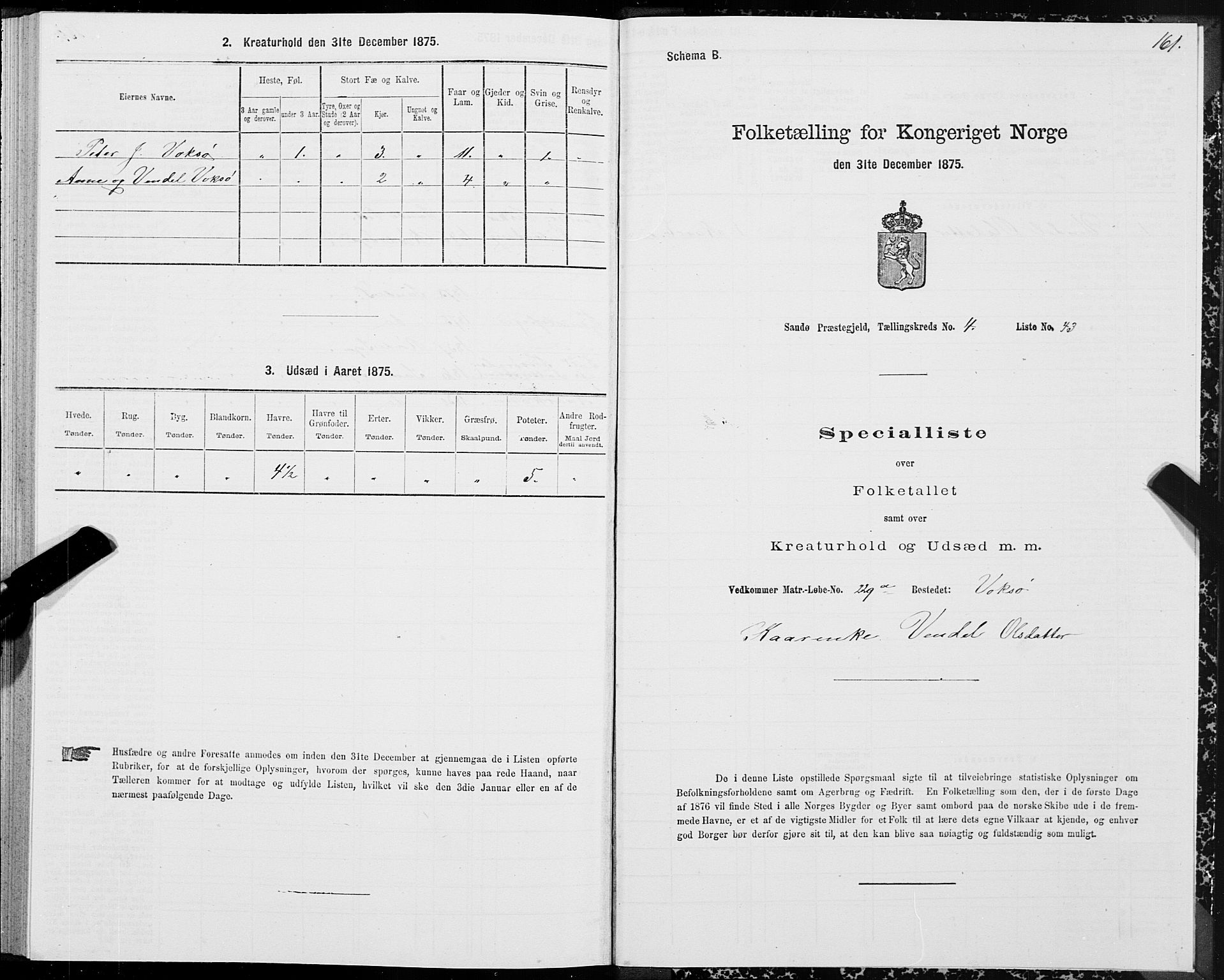 SAT, 1875 census for 1514P Sande, 1875, p. 2161