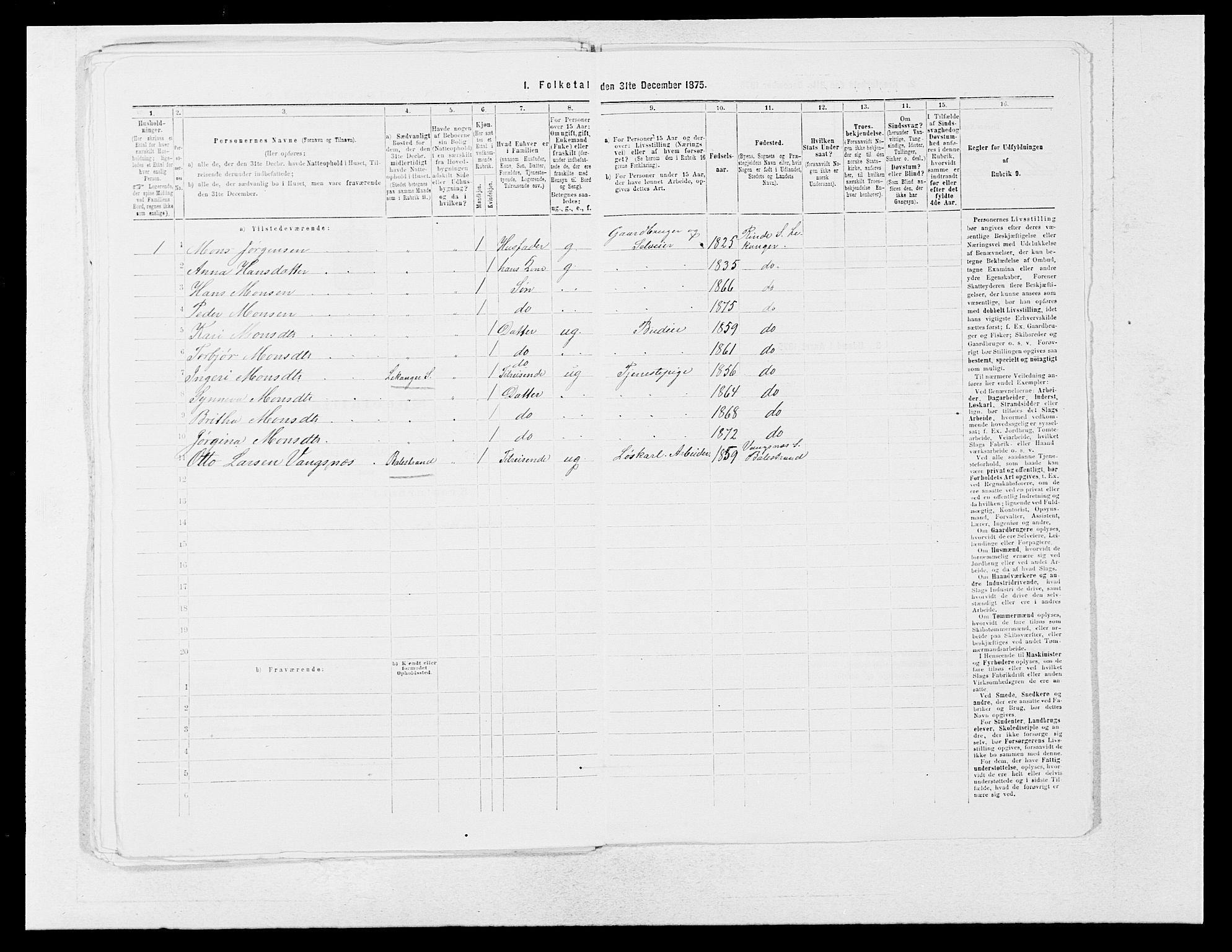 SAB, 1875 census for 1419P Leikanger, 1875, p. 723