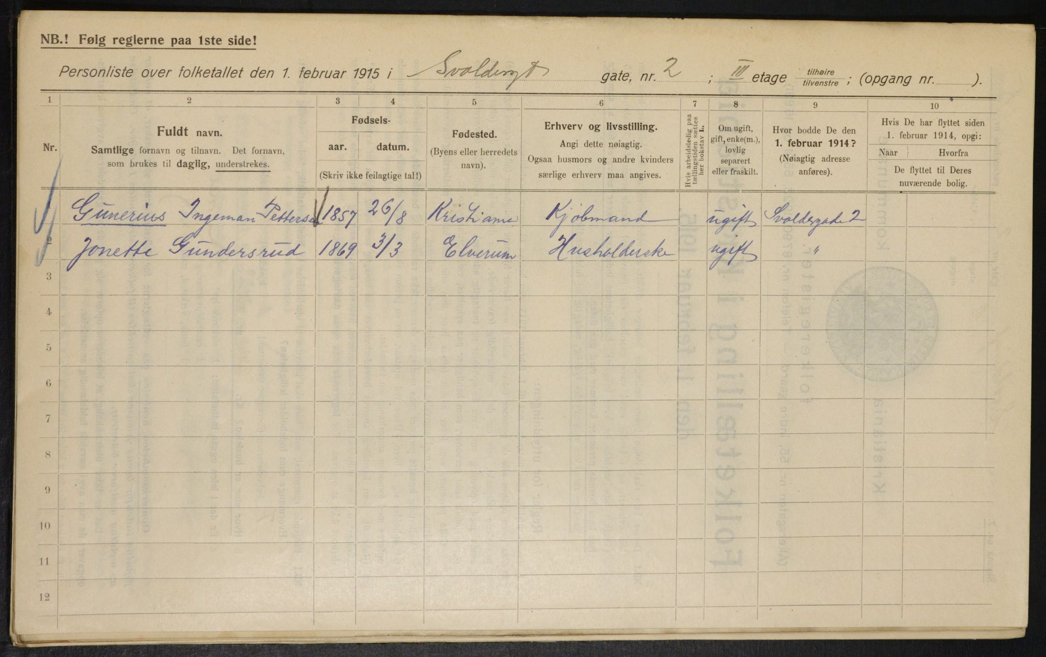 OBA, Municipal Census 1915 for Kristiania, 1915, p. 106488