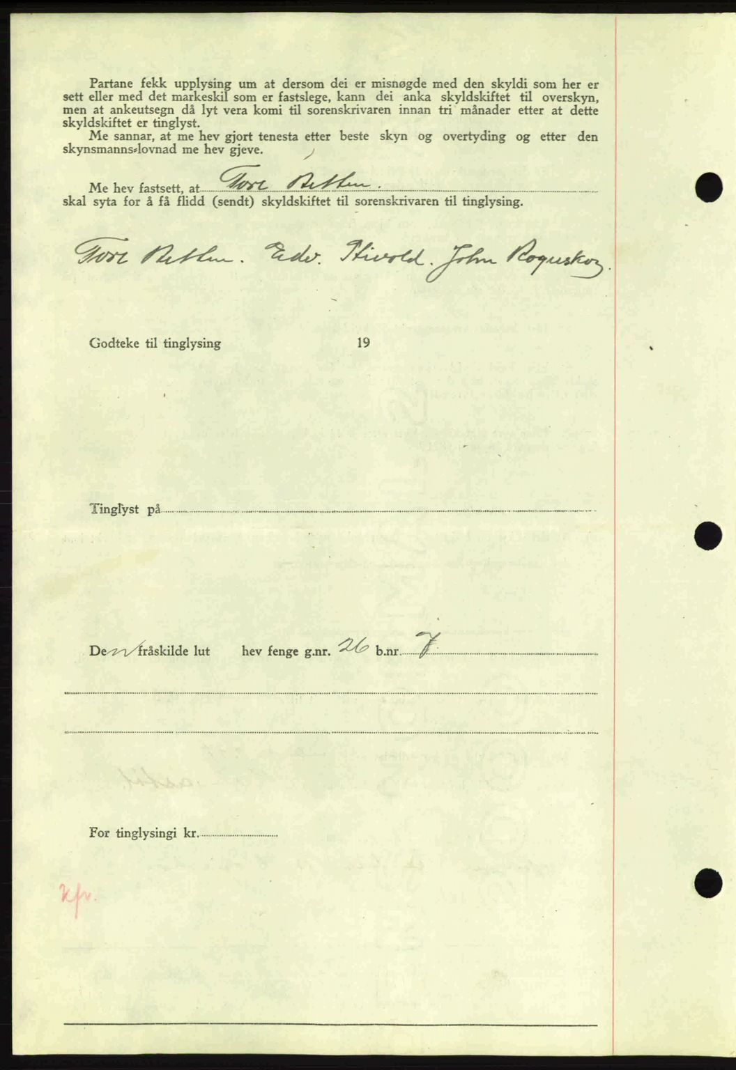 Nordmøre sorenskriveri, AV/SAT-A-4132/1/2/2Ca: Mortgage book no. A88, 1940-1940, Diary no: : 1351/1940