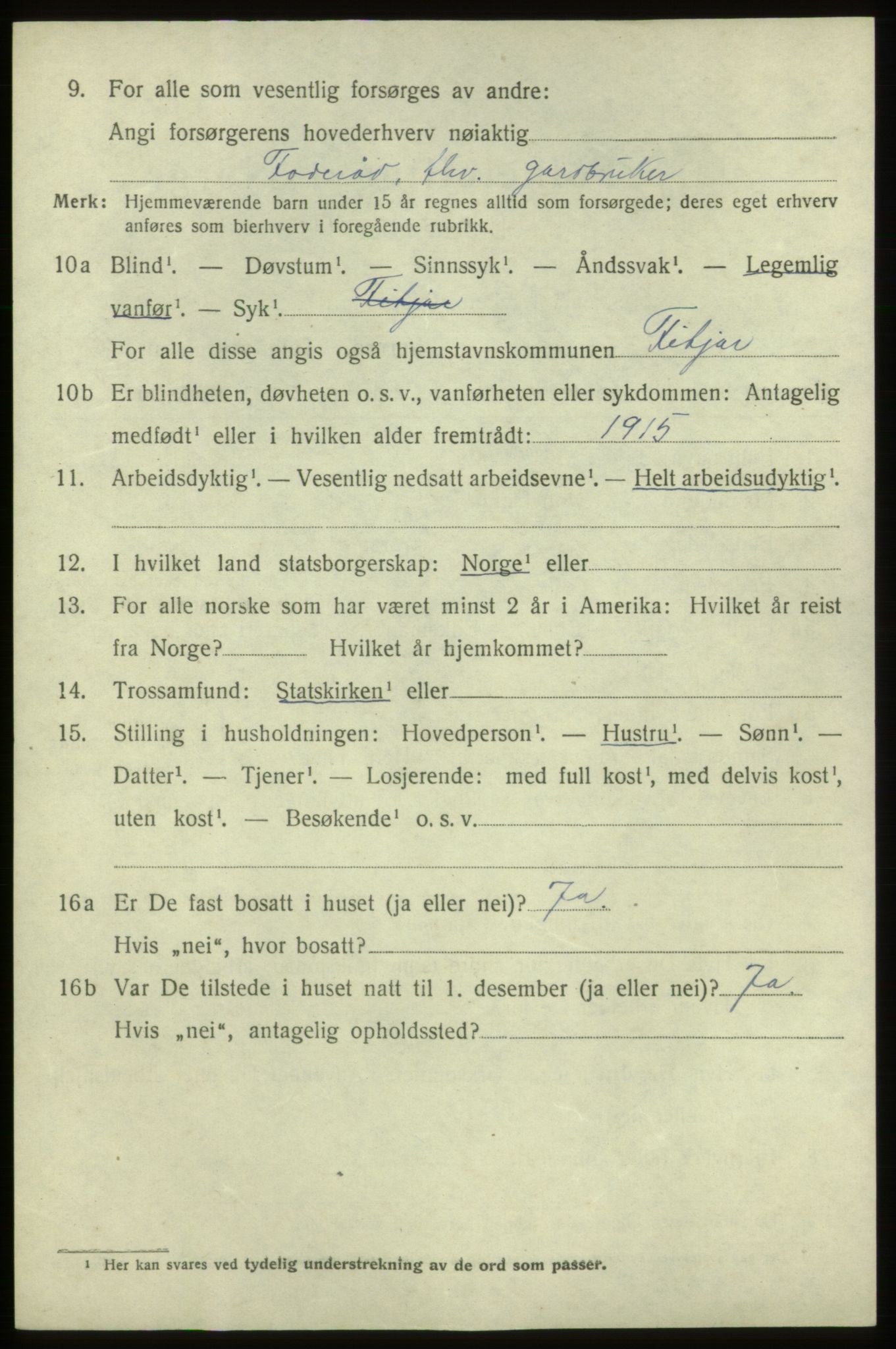 SAB, 1920 census for Fitjar, 1920, p. 5081