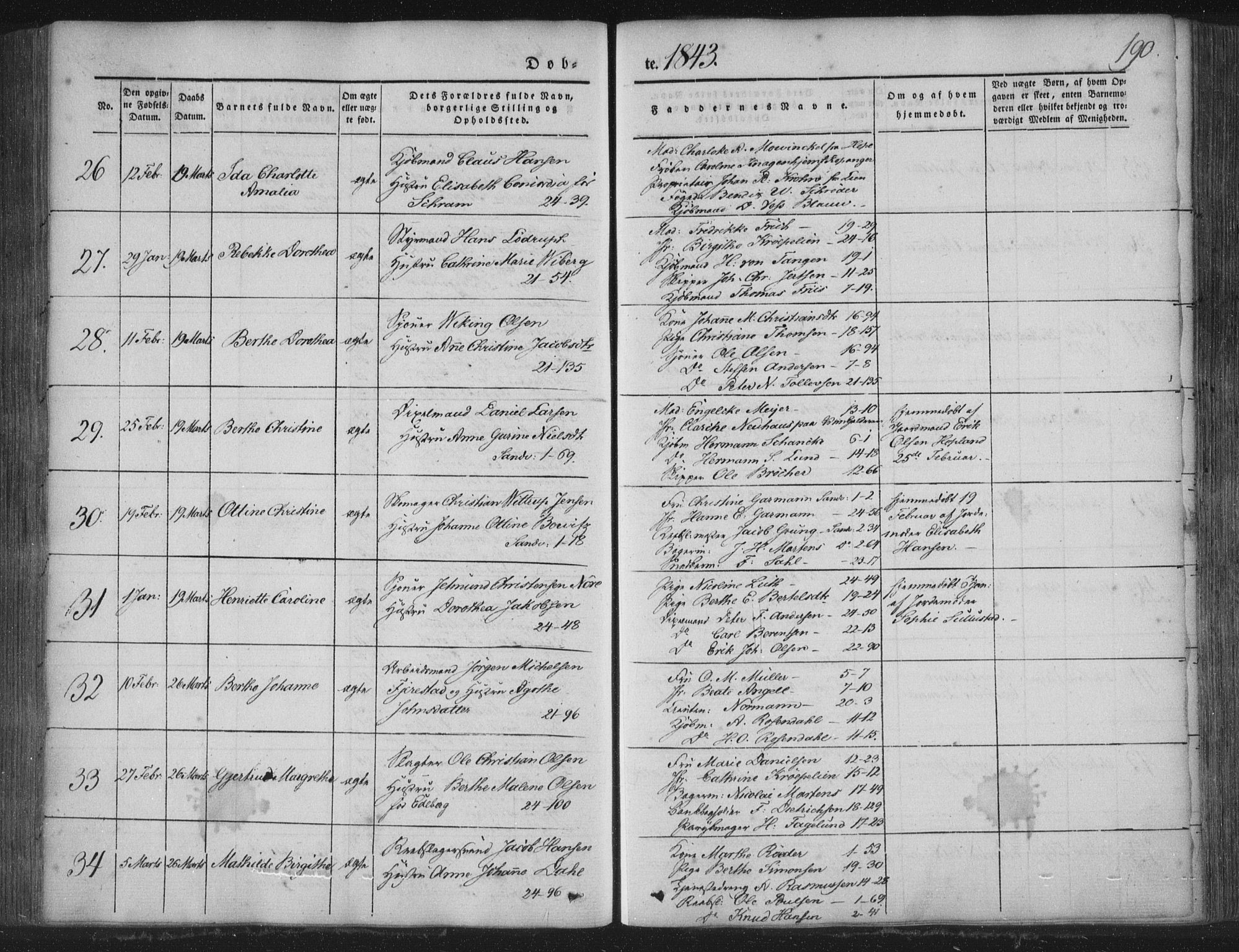 Korskirken sokneprestembete, AV/SAB-A-76101/H/Haa/L0016: Parish register (official) no. B 2, 1841-1851, p. 190