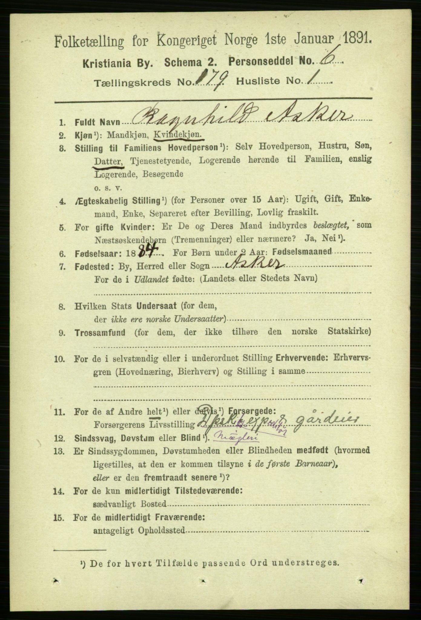 RA, 1891 census for 0301 Kristiania, 1891, p. 107940