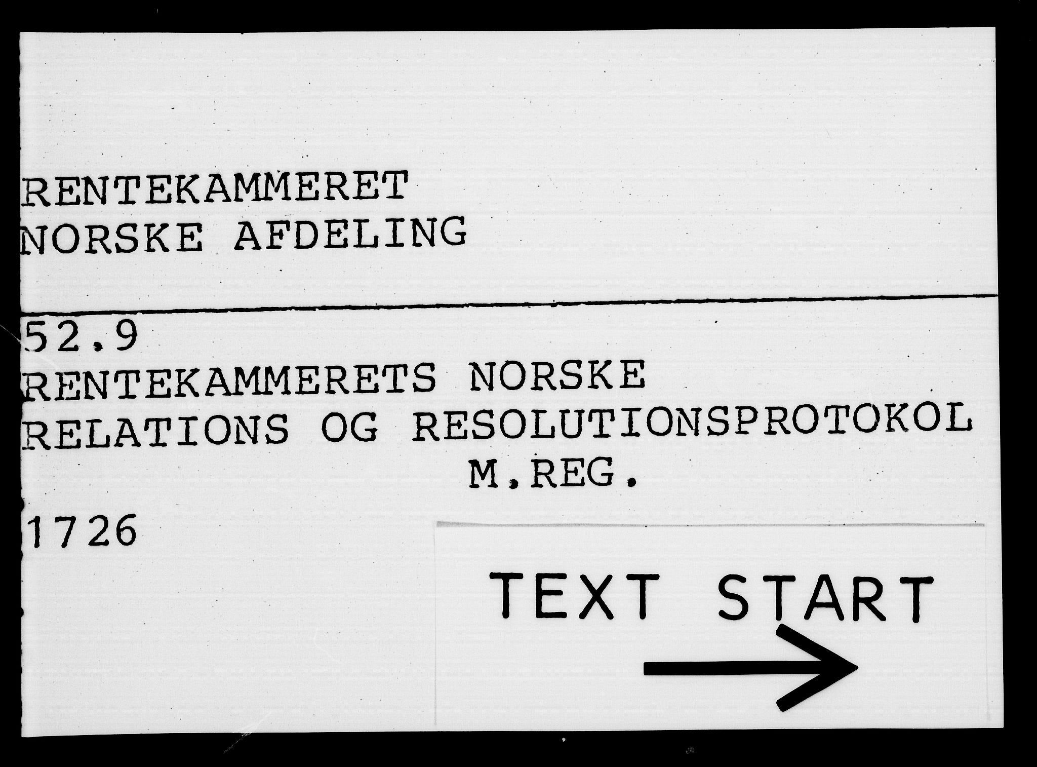 Rentekammeret, Kammerkanselliet, AV/RA-EA-3111/G/Gf/Gfa/L0009: Norsk relasjons- og resolusjonsprotokoll (merket RK 52.9), 1726, p. 1