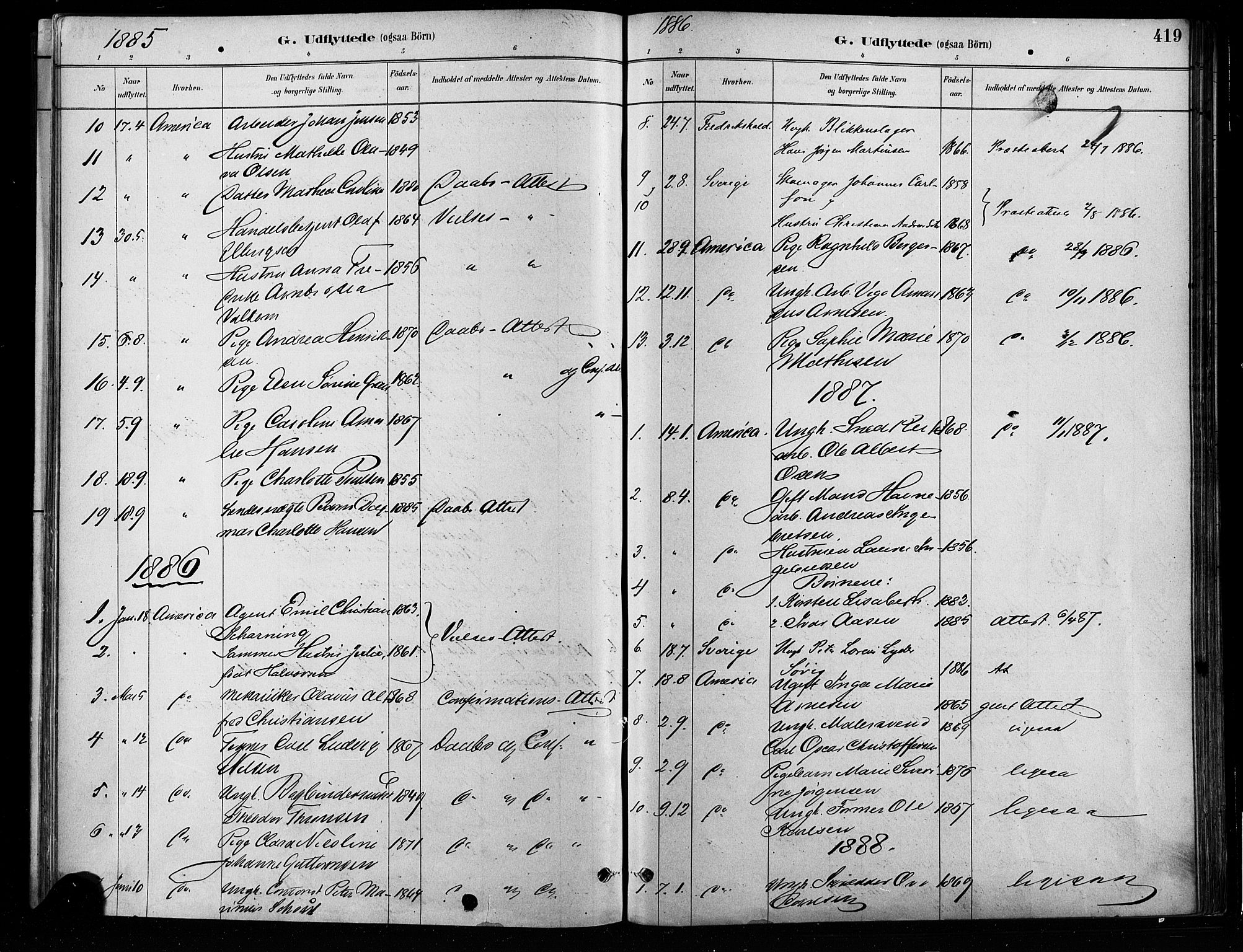 Grønland prestekontor Kirkebøker, SAO/A-10848/F/Fa/L0008: Parish register (official) no. 8, 1881-1893, p. 419