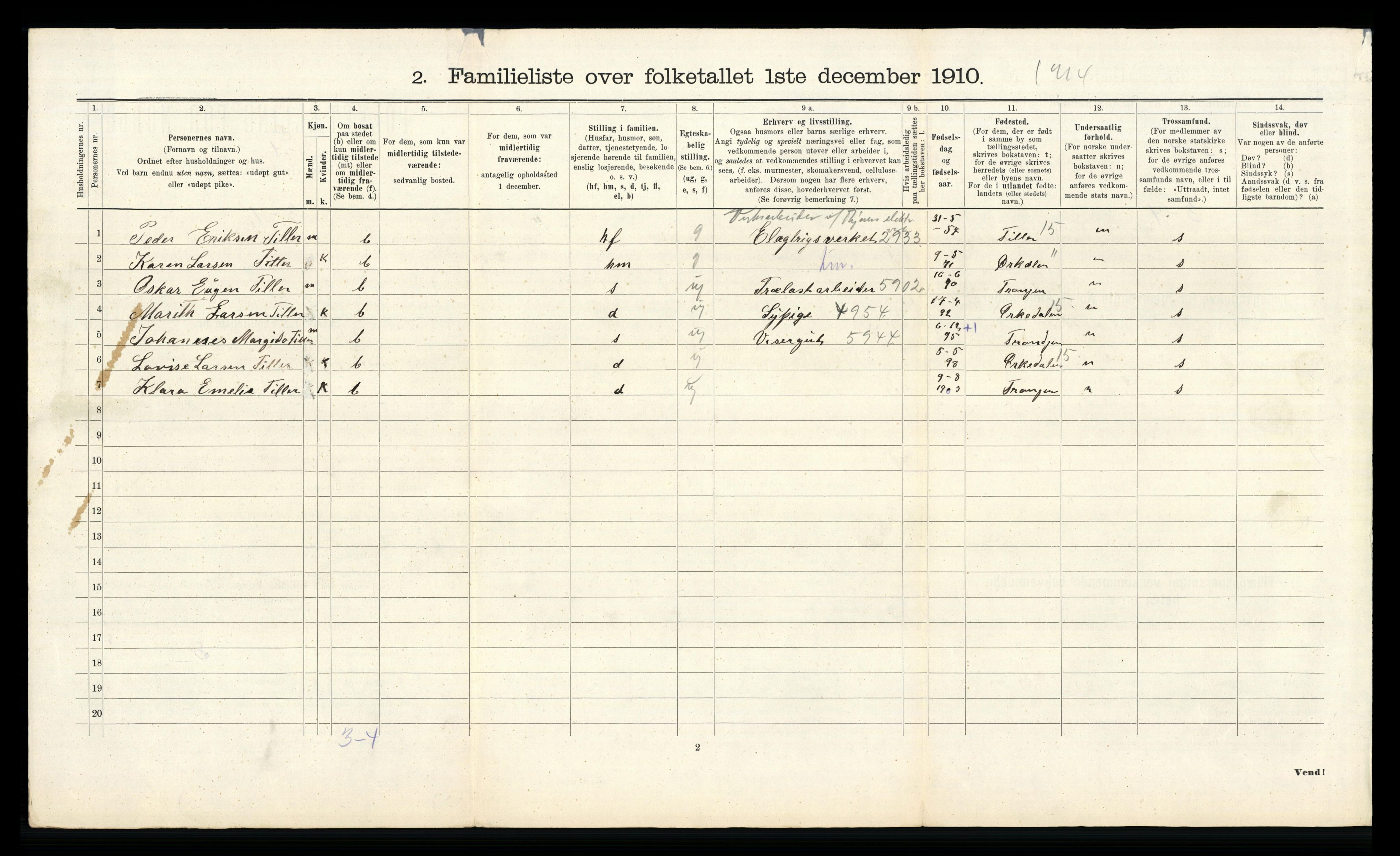 RA, 1910 census for Trondheim, 1910, p. 13234