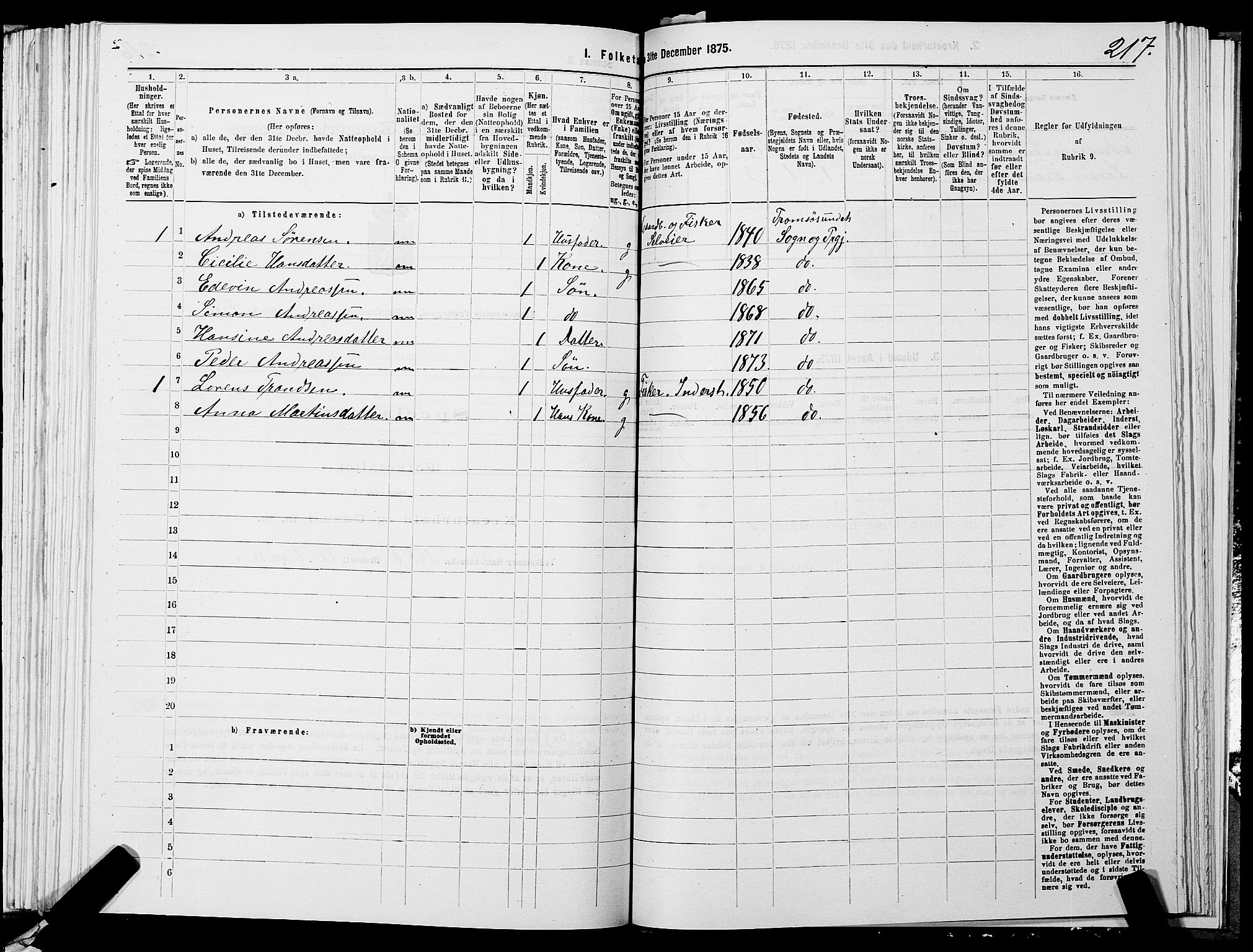 SATØ, 1875 census for 1934P Tromsøysund, 1875, p. 4217