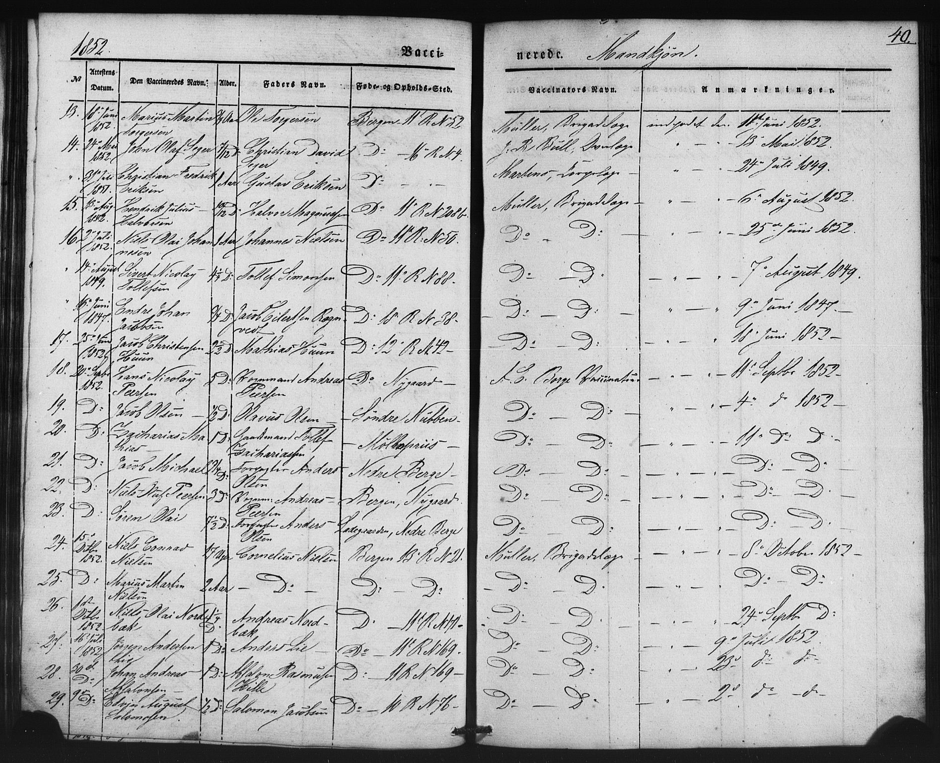 Domkirken sokneprestembete, AV/SAB-A-74801/H/Haa/L0046: Parish register (official) no. F 1, 1841-1852, p. 40