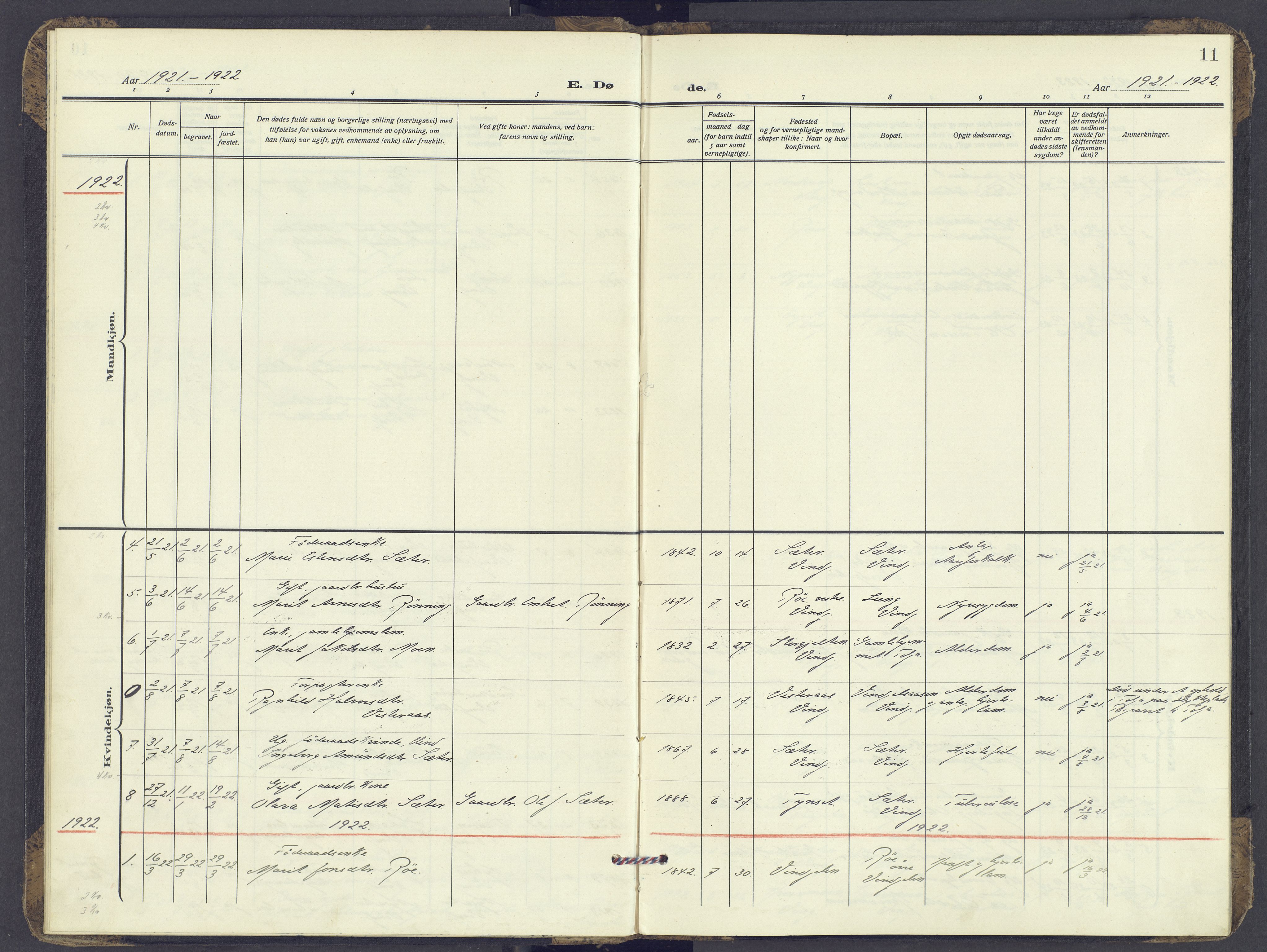 Tolga prestekontor, SAH/PREST-062/K/L0017: Parish register (official) no. 17, 1909-1979, p. 11