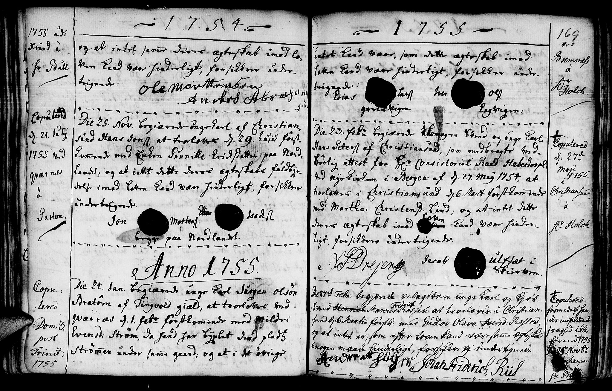 Ministerialprotokoller, klokkerbøker og fødselsregistre - Møre og Romsdal, SAT/A-1454/568/L0793: Parish register (official) no. 568A02, 1749-1768, p. 168-169
