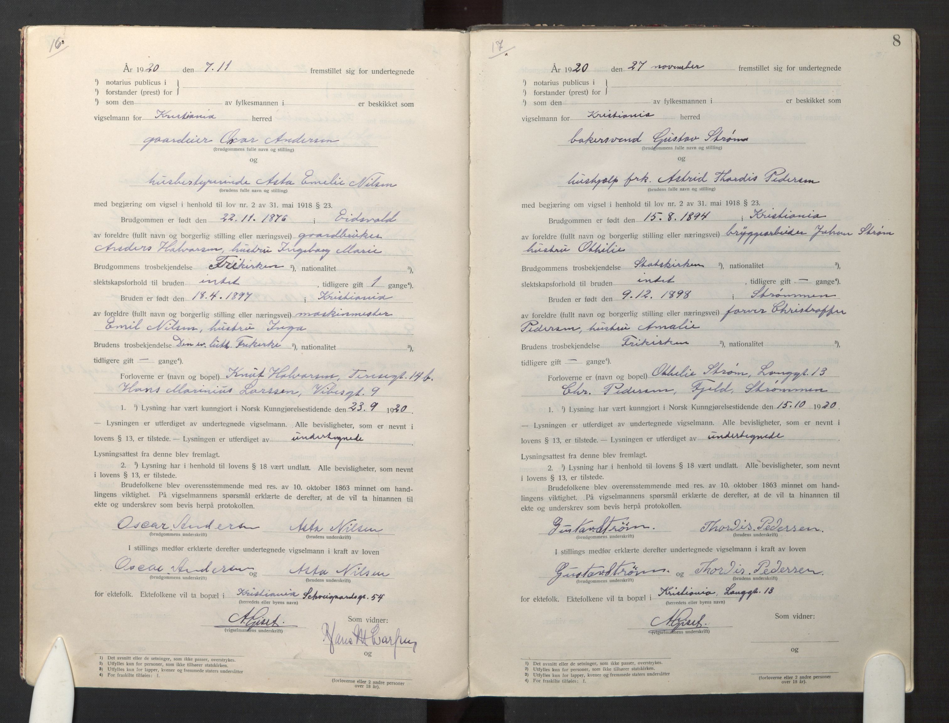 Den evangelisk-lutherske frikirke østre menighet, Oslo, AV/SAO-PAO-0245/F/L0005: Dissenter register no. 5, 1920-1941, p. 8