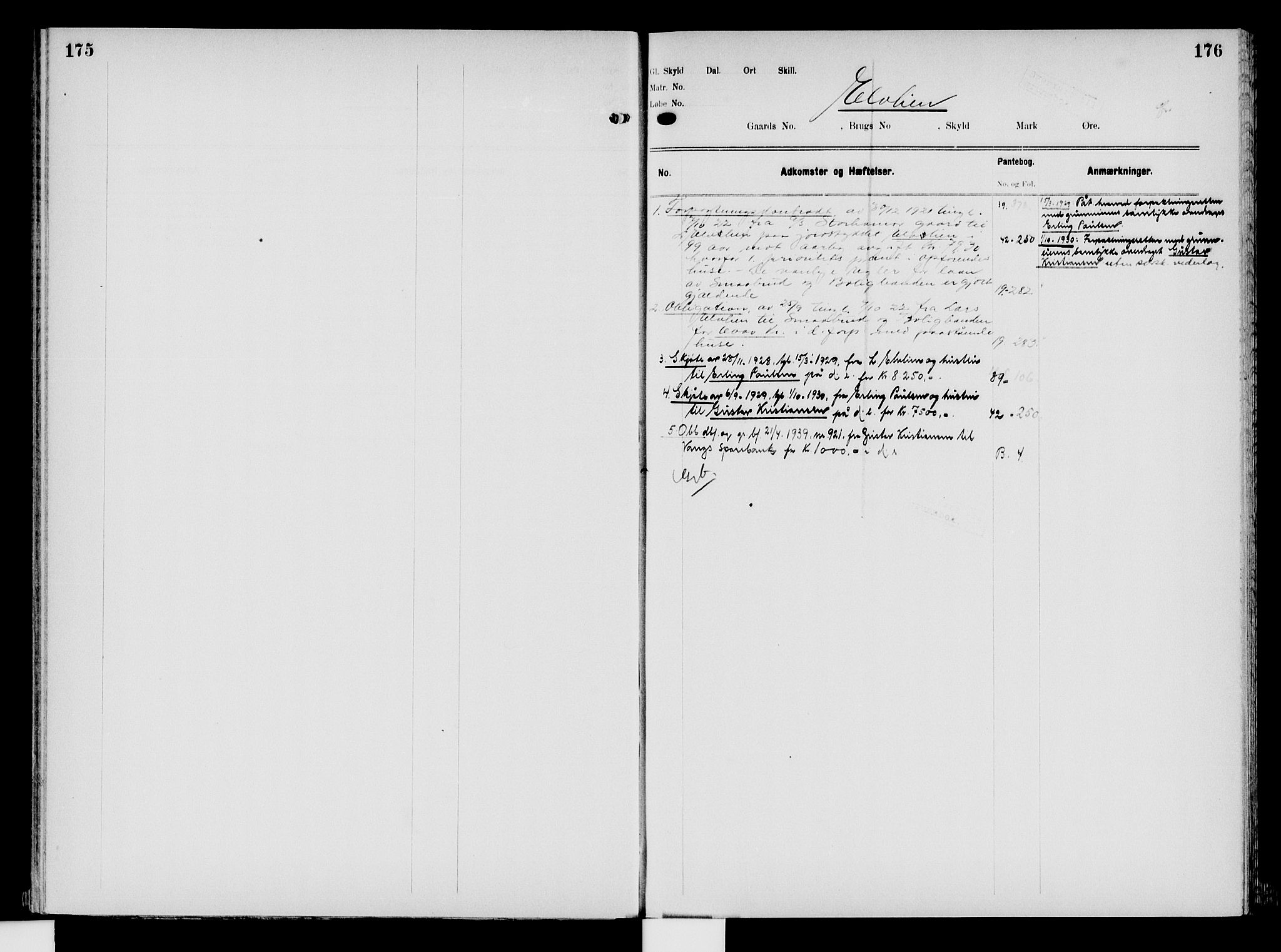 Nord-Hedmark sorenskriveri, SAH/TING-012/H/Ha/Had/Hade/L0008: Mortgage register no. 4.8, 1923-1940, p. 175-176