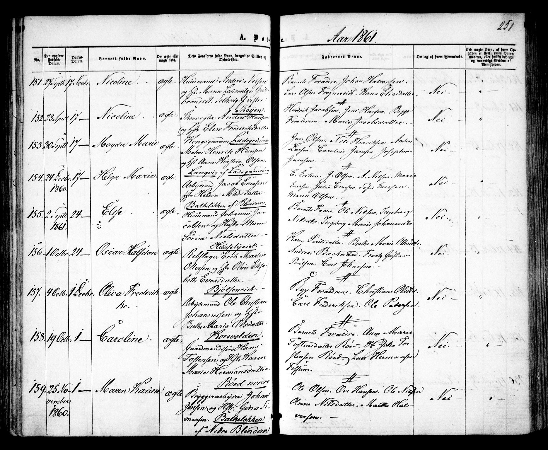 Vestre Aker prestekontor Kirkebøker, SAO/A-10025/F/Fa/L0003: Parish register (official) no. 3, 1857-1868, p. 251