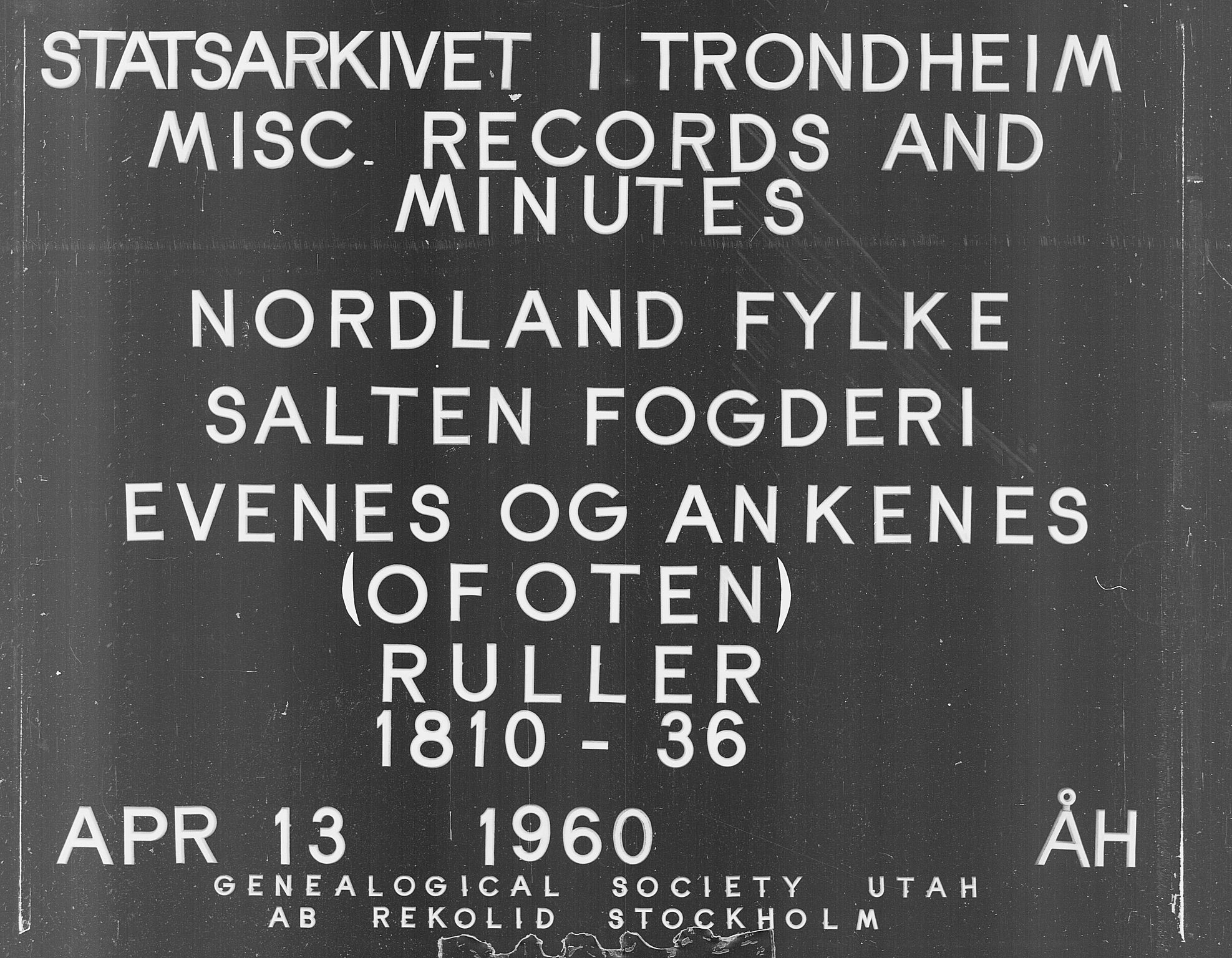 Fylkesmannen i Nordland, SAT/A-0499/1.1/R/Ra/L0023: Innrulleringsmanntall for Ofoten, 1810-1836, p. 1