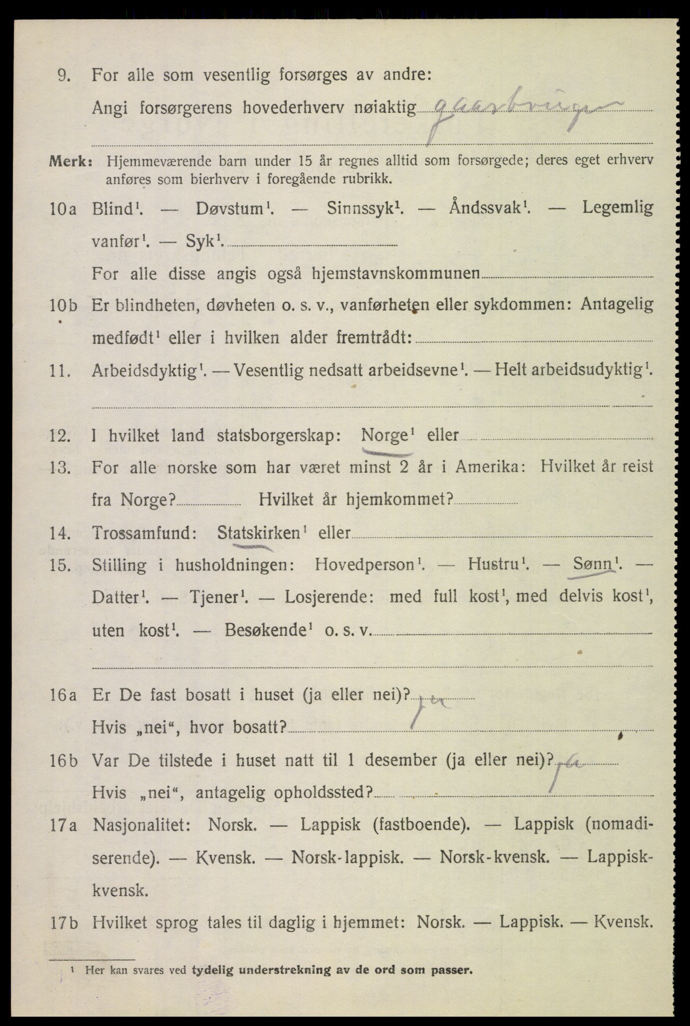 SAT, 1920 census for Skjerstad, 1920, p. 2168