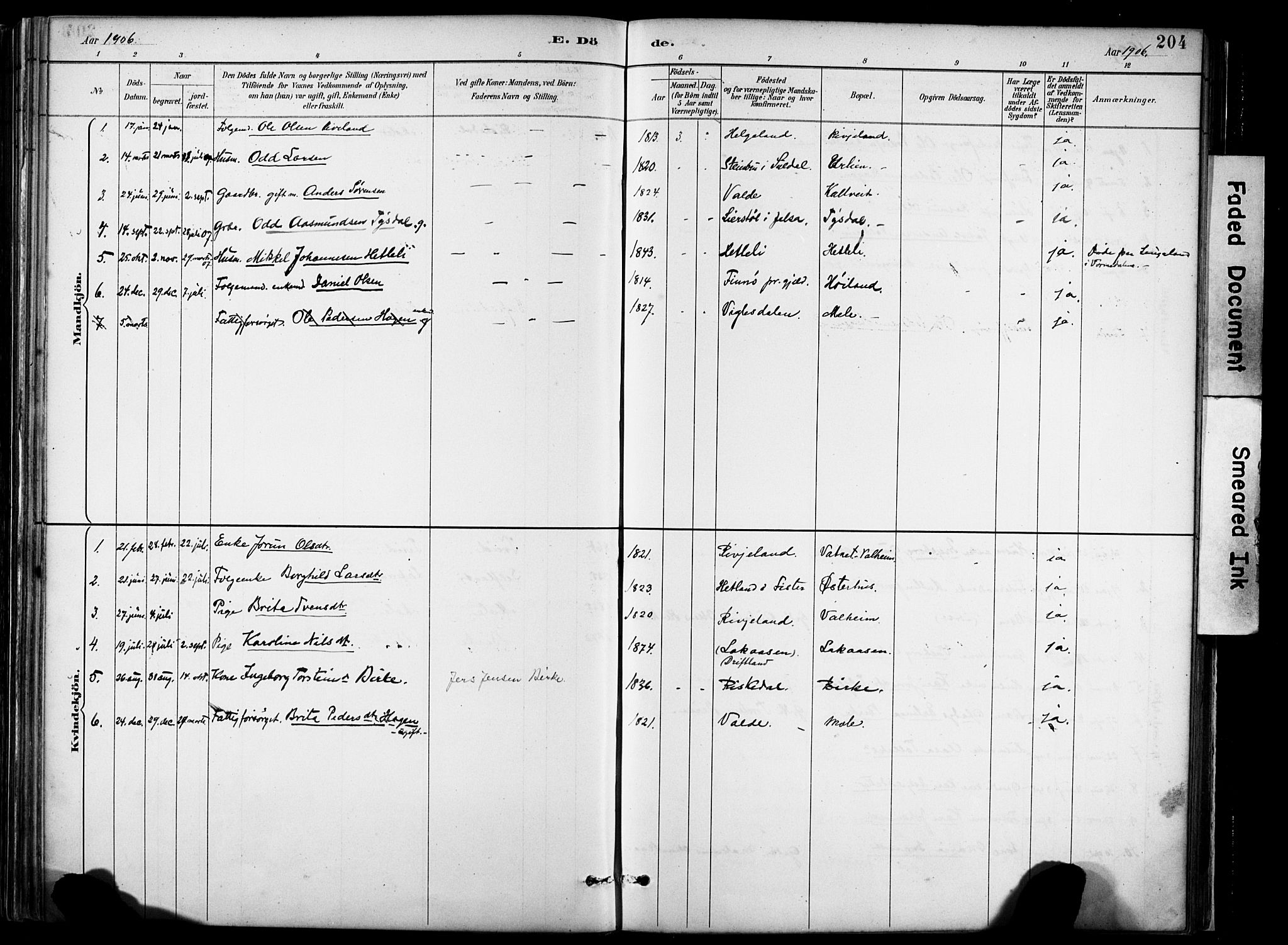 Hjelmeland sokneprestkontor, AV/SAST-A-101843/02/A/L0001: Parish register (official) no. A 16, 1887-1926, p. 204