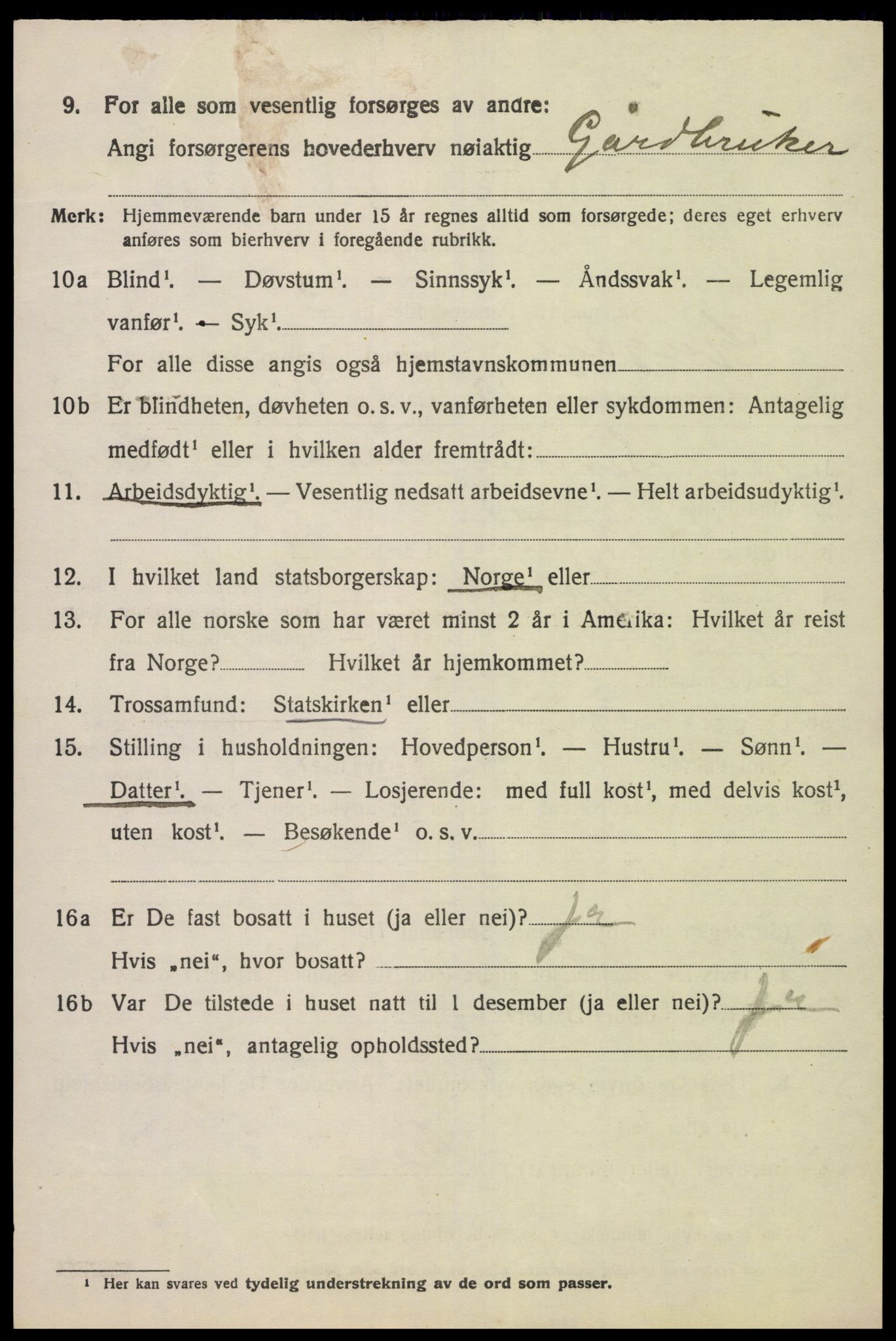 SAK, 1920 census for Lyngdal, 1920, p. 6486