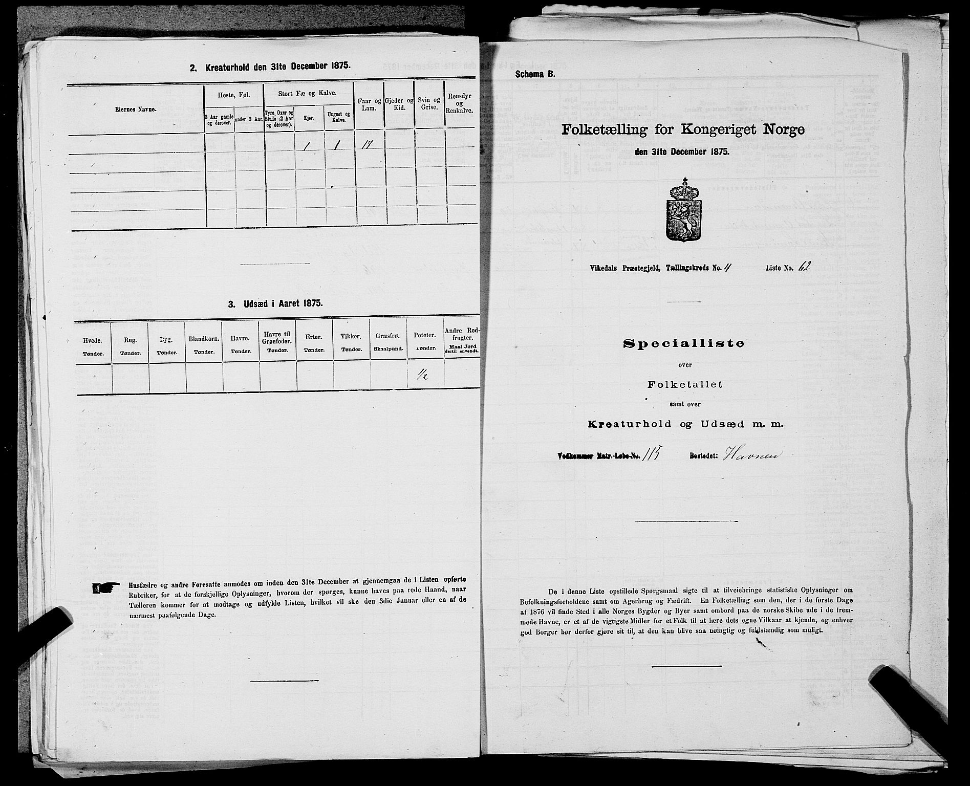 SAST, 1875 census for 1157P Vikedal, 1875, p. 530