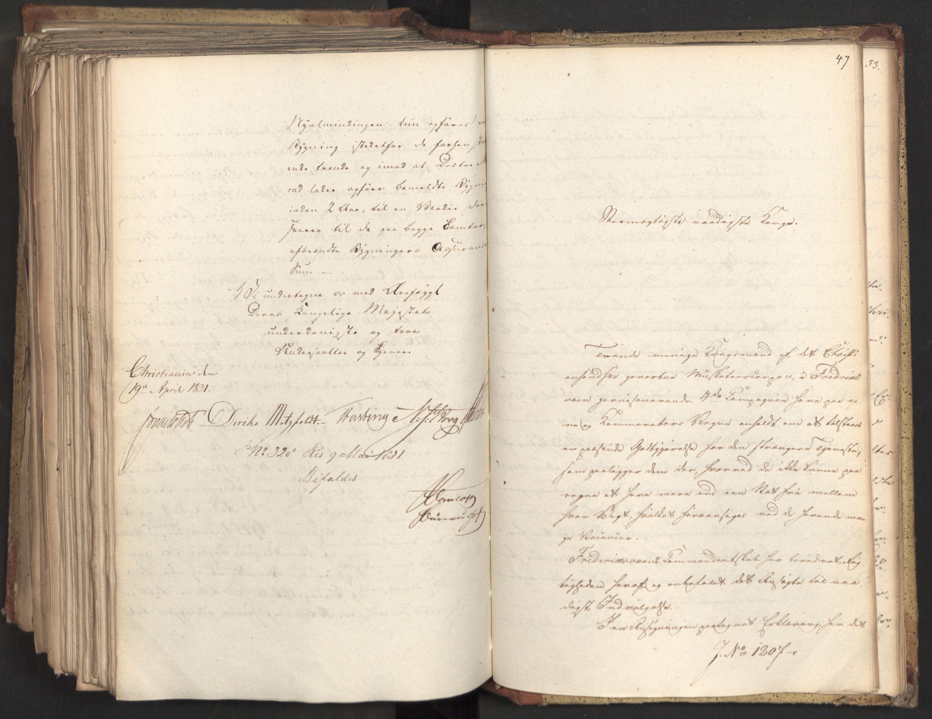 Statsrådsavdelingen i Stockholm, AV/RA-S-1003/D/Da/L0070: Regjeringsinnstillinger nr. 1047-1221, 1831, p. 574