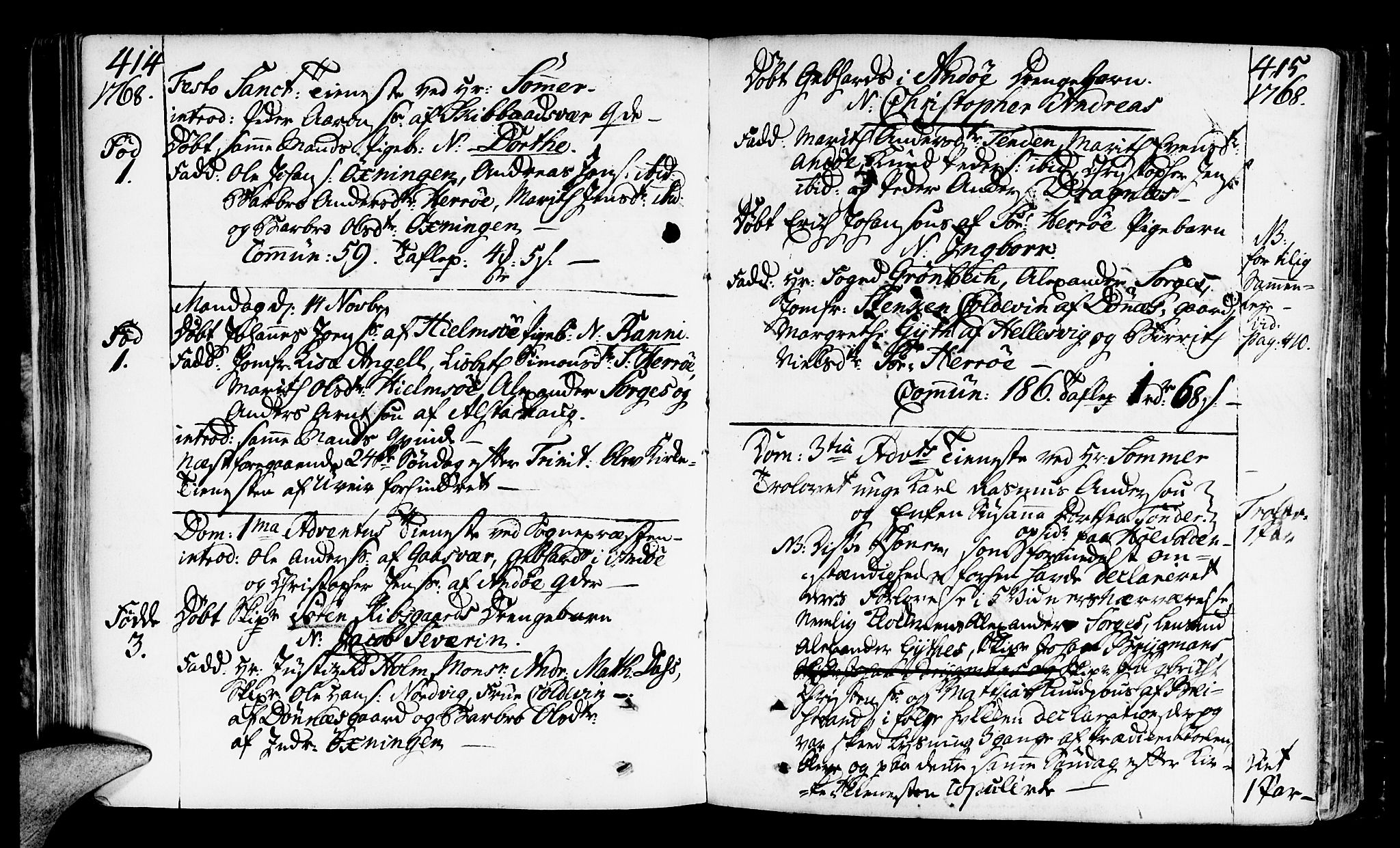 Ministerialprotokoller, klokkerbøker og fødselsregistre - Nordland, AV/SAT-A-1459/817/L0260: Parish register (official) no. 817A02 /2, 1768-1776, p. 414-415