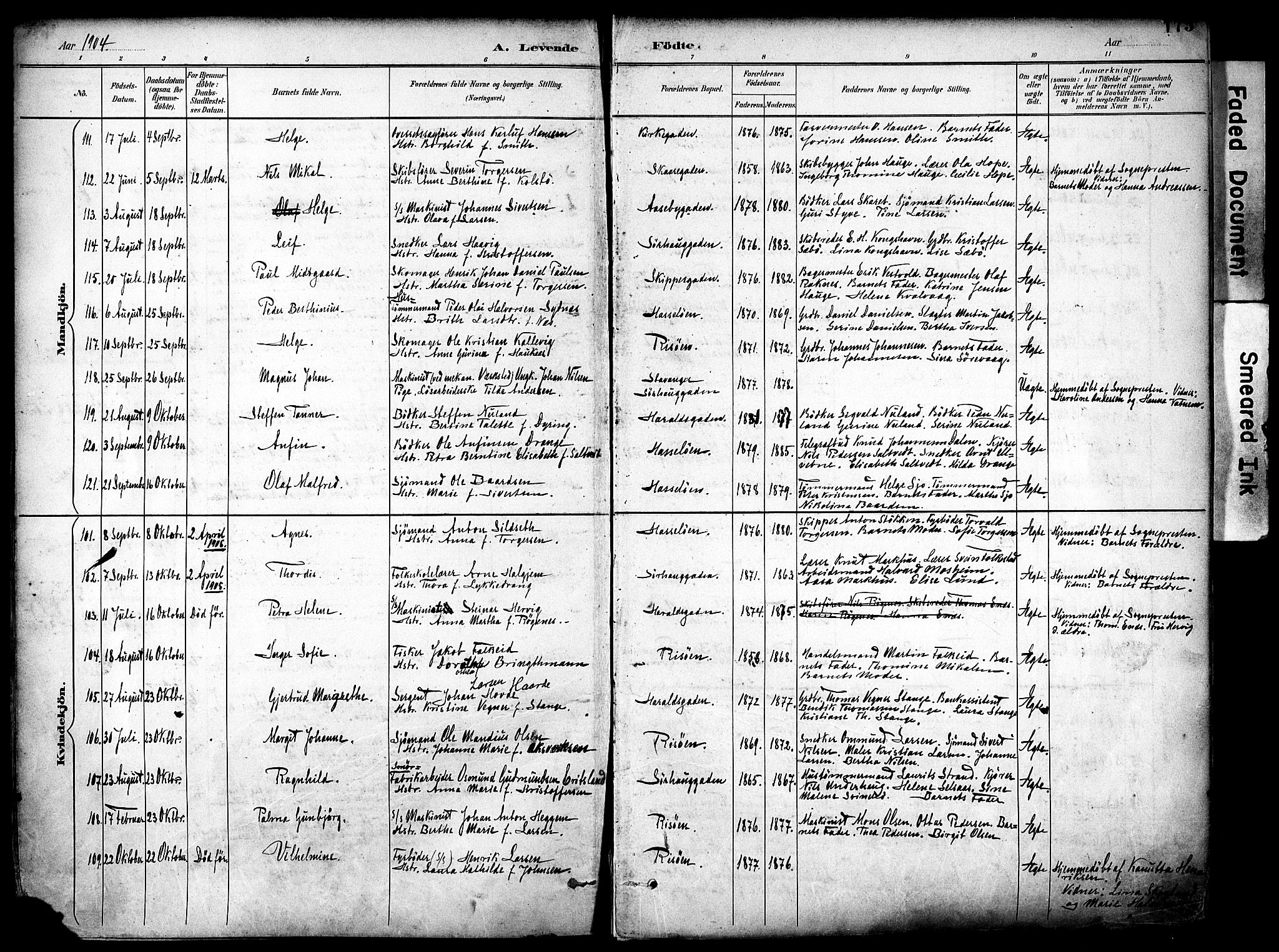 Haugesund sokneprestkontor, AV/SAST-A -101863/H/Ha/Haa/L0006: Parish register (official) no. A 6, 1891-1907, p. 175