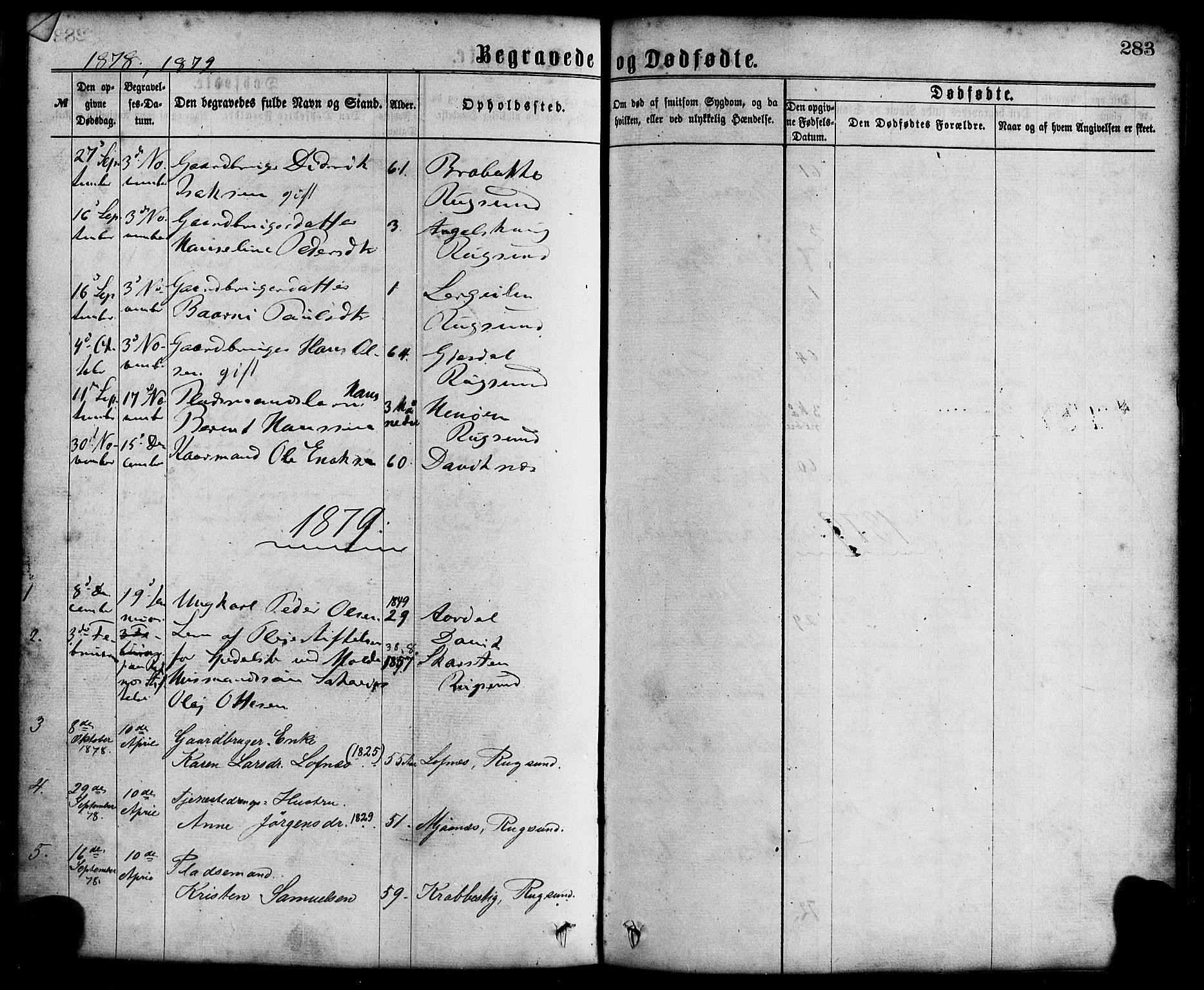 Davik sokneprestembete, AV/SAB-A-79701/H/Haa/Haaa/L0006: Parish register (official) no. A 6, 1867-1881, p. 283