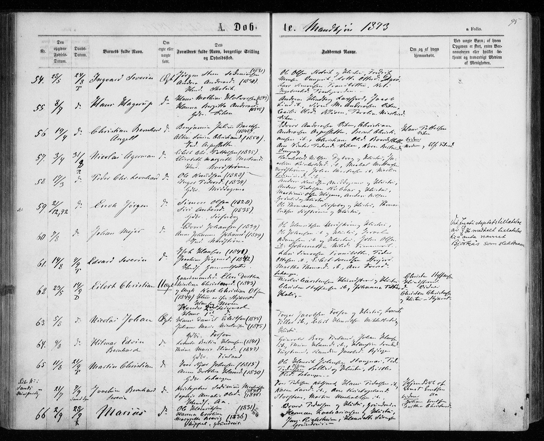 Tranøy sokneprestkontor, AV/SATØ-S-1313/I/Ia/Iaa/L0008kirke: Parish register (official) no. 8, 1867-1877, p. 95