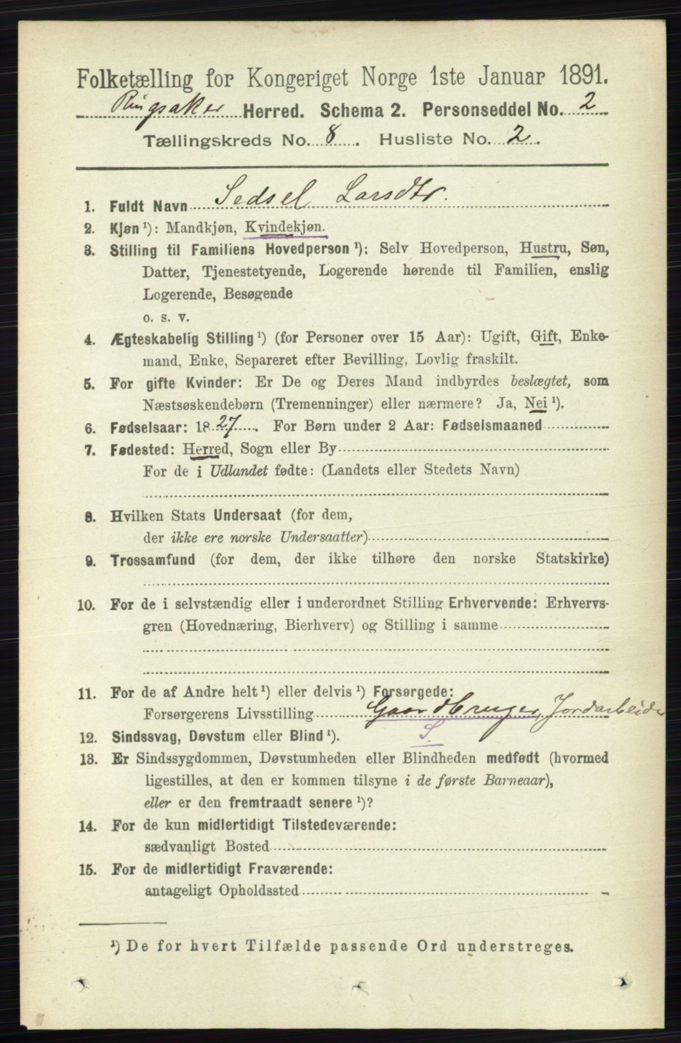 RA, 1891 census for 0412 Ringsaker, 1891, p. 4462