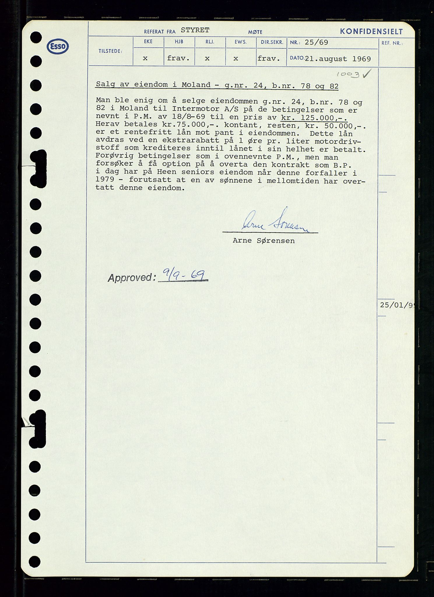 Pa 0982 - Esso Norge A/S, AV/SAST-A-100448/A/Aa/L0003/0001: Den administrerende direksjon Board minutes (styrereferater) og Bedriftforsamlingsprotokoll / Den administrerende direksjon Board minutes (styrereferater), 1969, p. 28